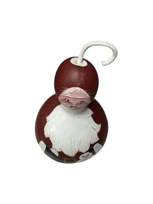 Vtg 15" Carved Gourd Santa Snowman Folk Art Signed M ELK 96 Christmas Decoration - Thumbnail 3