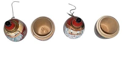 4 Vtg Hand-Carved Wooden Santa Christmas Ornaments Matryoshka Style Keepsake Bo - Thumbnail 15