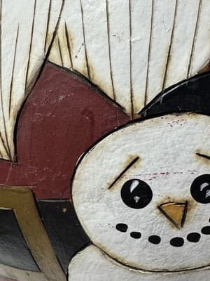 Vtg 15" Carved Gourd Santa Snowman Folk Art Signed M ELK 96 Christmas Decoration - Thumbnail 7