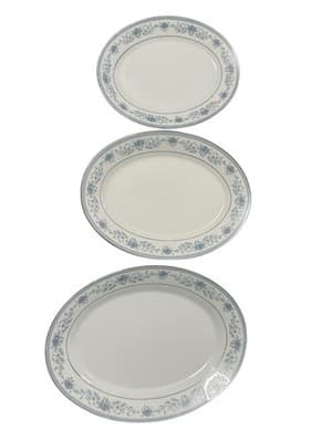 NEW! Noritake Blue Hill Set 3 Graduated Oval Platters 16" 14" 12" MINT Serving - Thumbnail 8