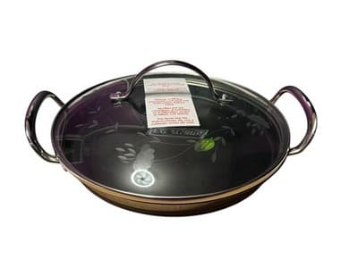 Princess House NIB 9" StainlessSteel Nonstick Mini Griddle With Etched Glass Lid - Thumbnail 3