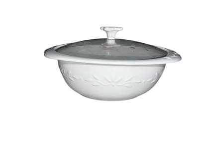 NEW Princess House Moderna 3 Qt Casserole Cook + Serve #4601 White Ceramic NIB