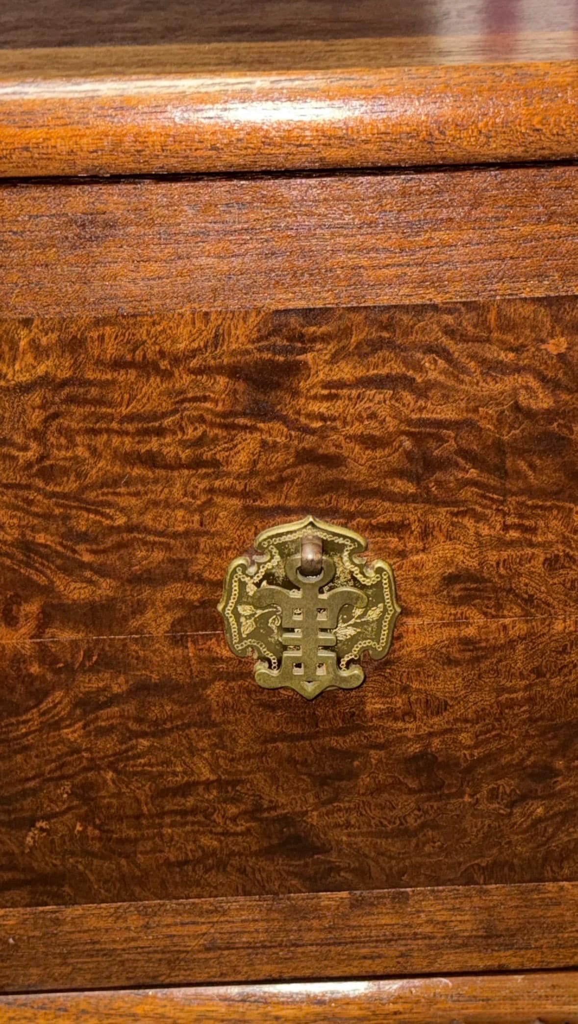 Vintage Burl Wood Cube Cabinet – Mid-Century Asian Inspired Nightstand - Thumbnail 5