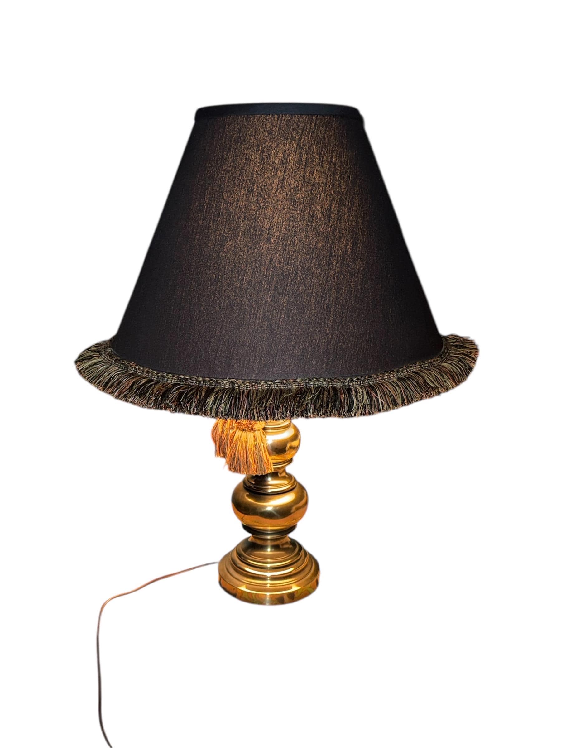 Vintage Stiffel Brass Table Lamp – Hollywood Regency Fringed Shade - Thumbnail 5