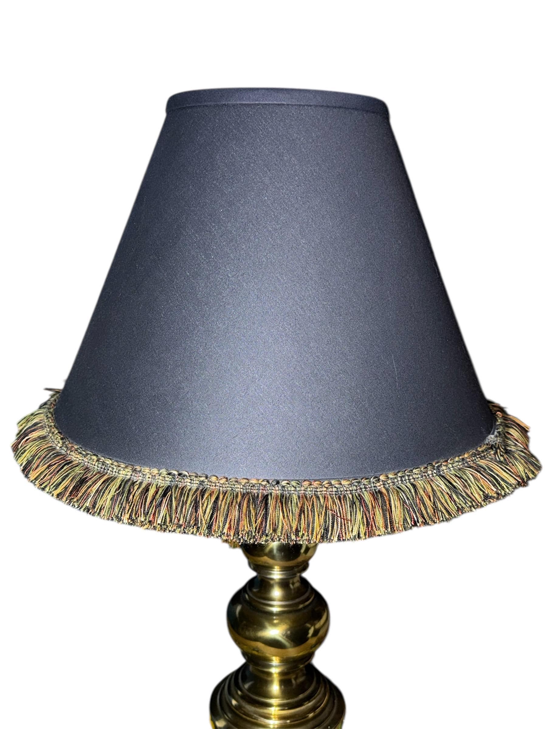 Vintage Stiffel Brass Table Lamp – Hollywood Regency Fringed Shade - Thumbnail 15