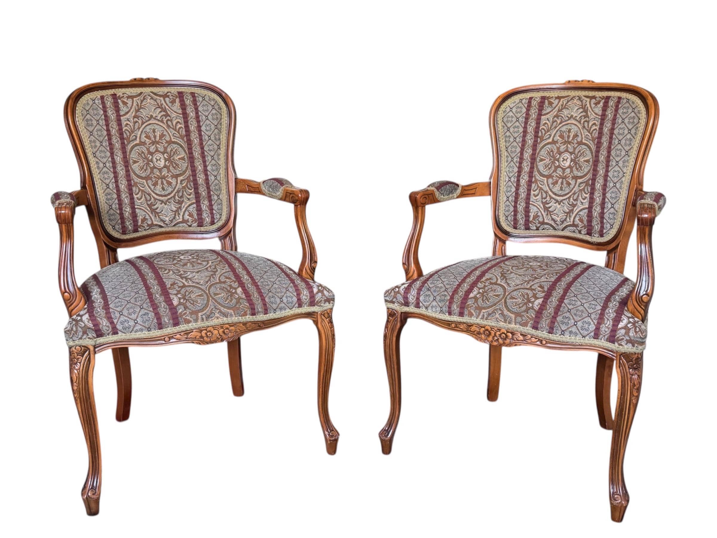 Vintage Louis XV Style Tapestry Armchairs - A Pair by Najarian Furniture