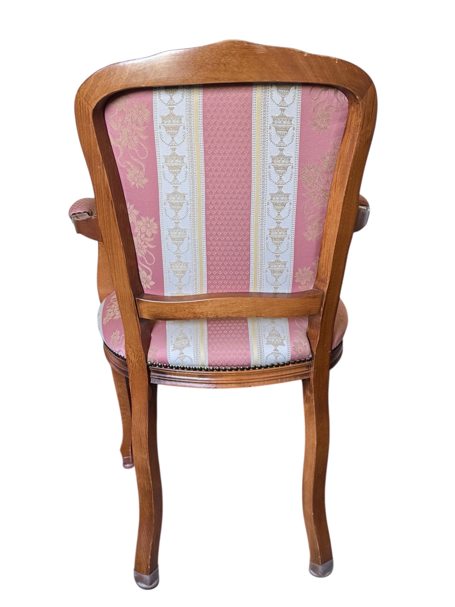 Vintage Italian Louis XV Style Armchairs – Floral Damask Fauteuils, Pair - Thumbnail 8