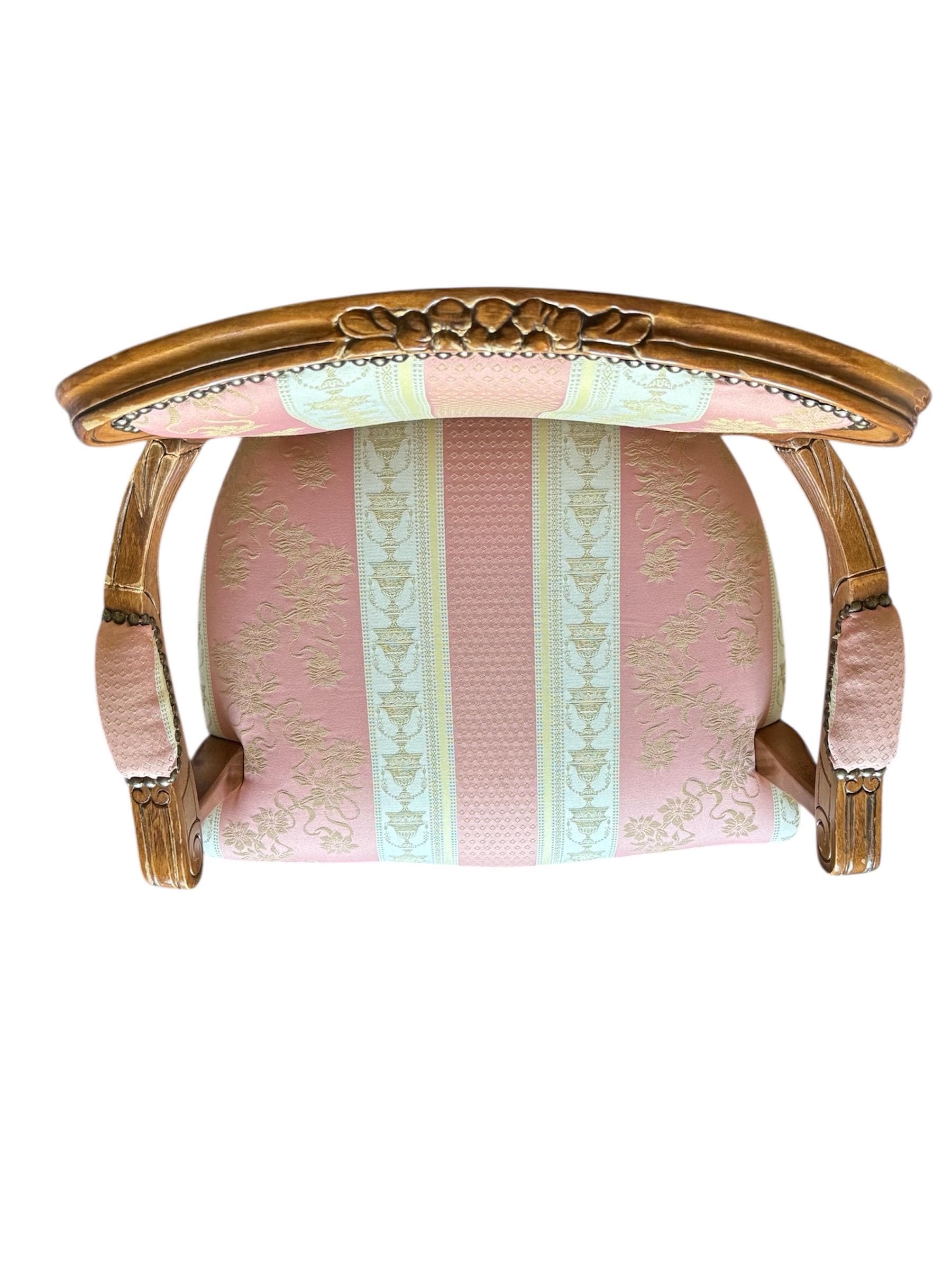 Vintage Italian Louis XV Style Armchairs – Floral Damask Fauteuils, Pair - Thumbnail 10