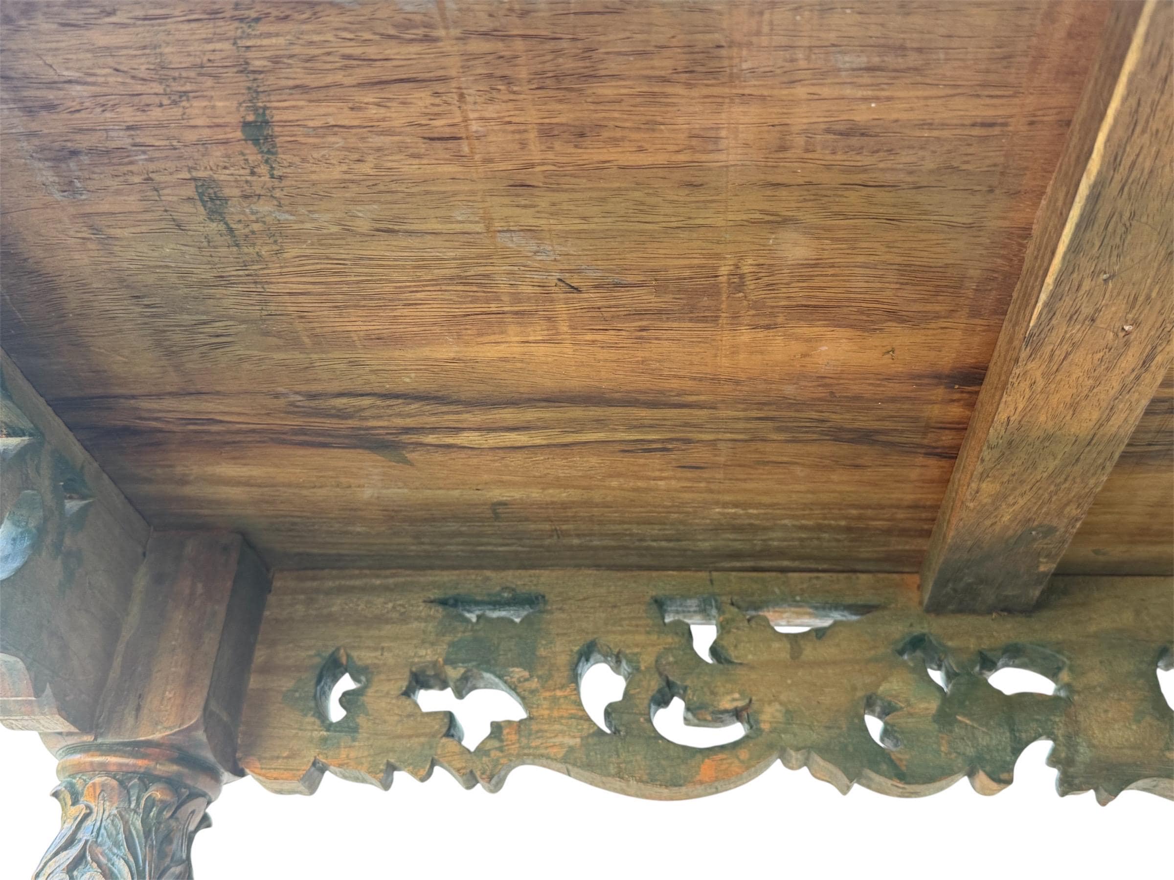 Antique 1920s Philippine Spanish Colonial Coffee Table – Hand-Carved Tropical Hardwood – Barley Twist Solomonic Legs - Thumbnail 8