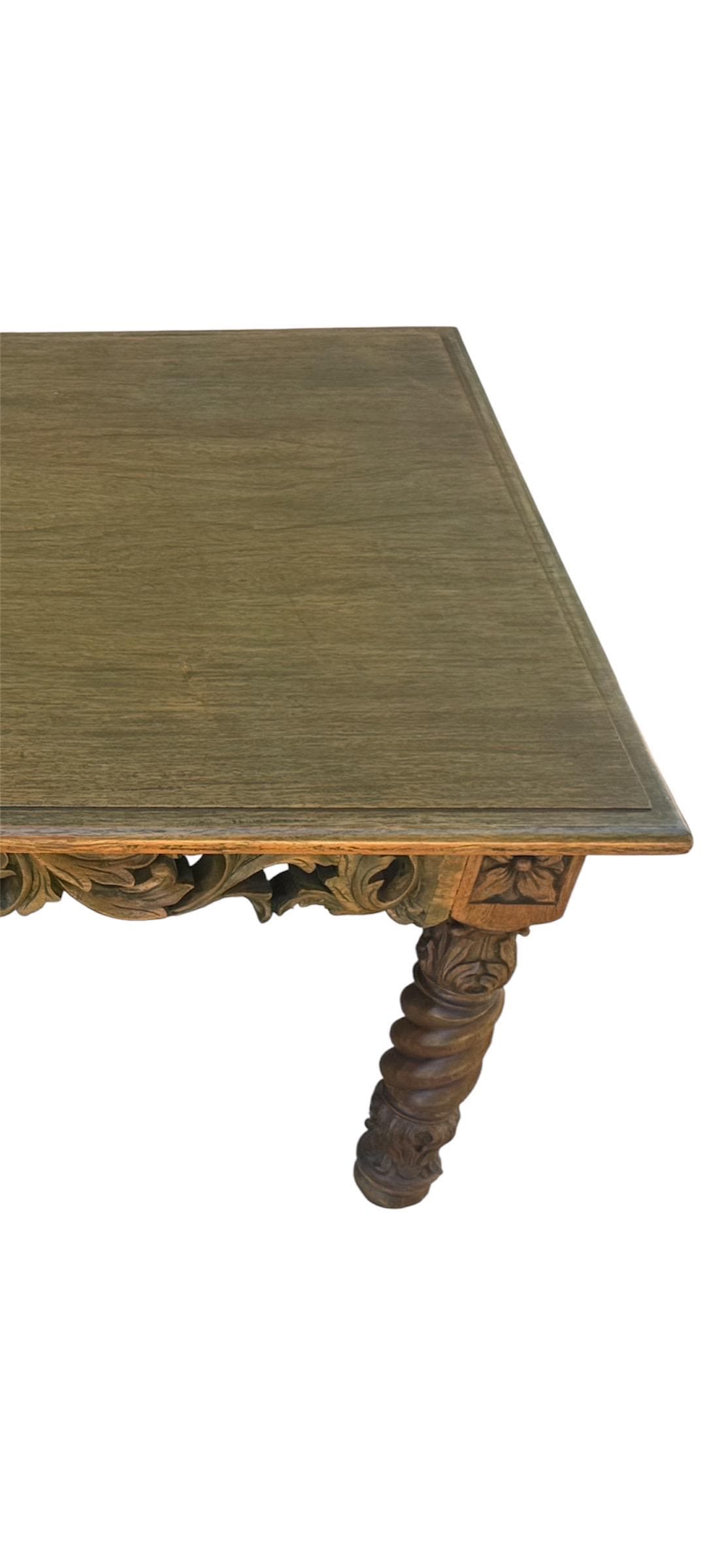 Antique 1920s Philippine Spanish Colonial Coffee Table – Hand-Carved Tropical Hardwood – Barley Twist Solomonic Legs - Thumbnail 11