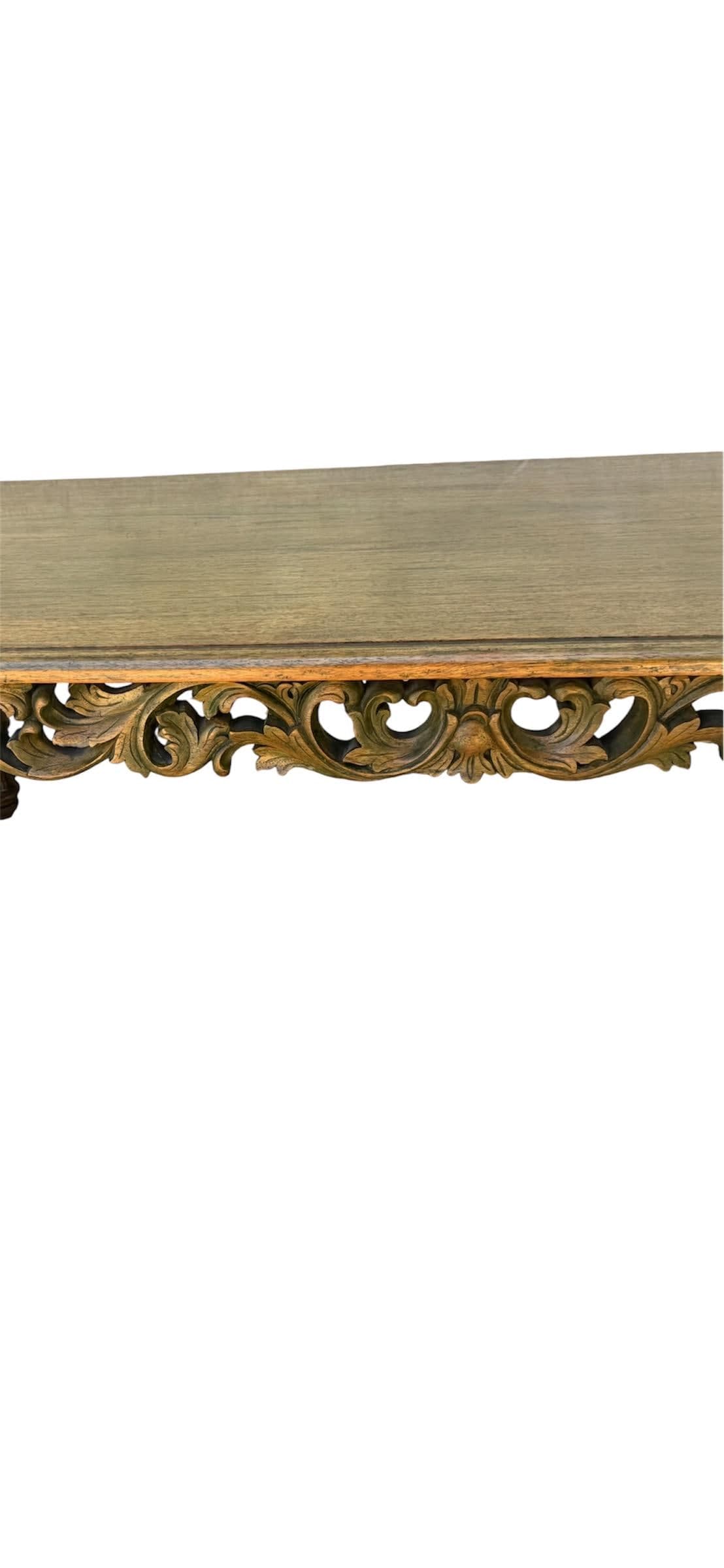 Antique 1920s Philippine Spanish Colonial Coffee Table – Hand-Carved Tropical Hardwood – Barley Twist Solomonic Legs - Thumbnail 15