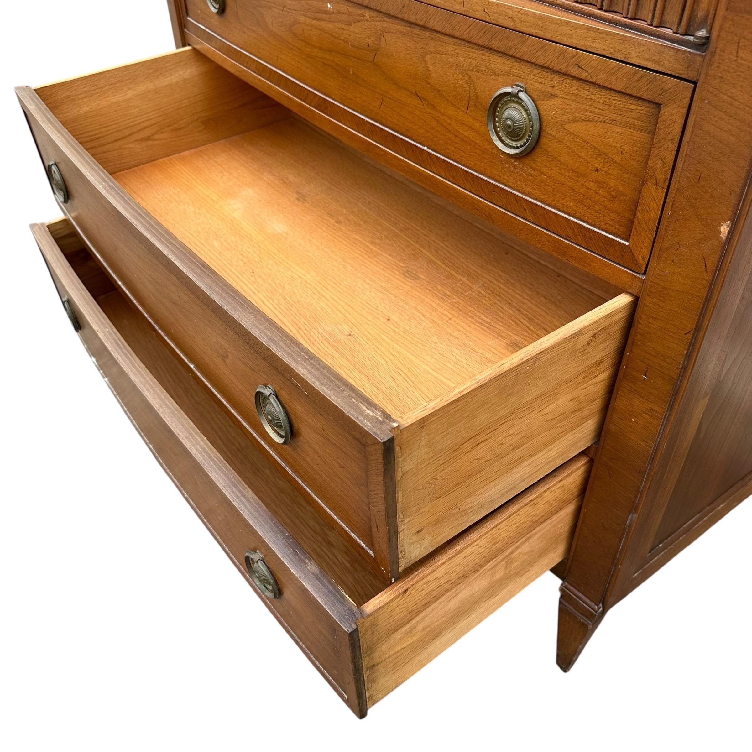 Mid Century Modern Gentleman's Chest - Vintage Mount Airy Furniture Contessa Collection Wood MCM Highboy Dresser 4 Drawers & Storage Cabinet - Thumbnail 7