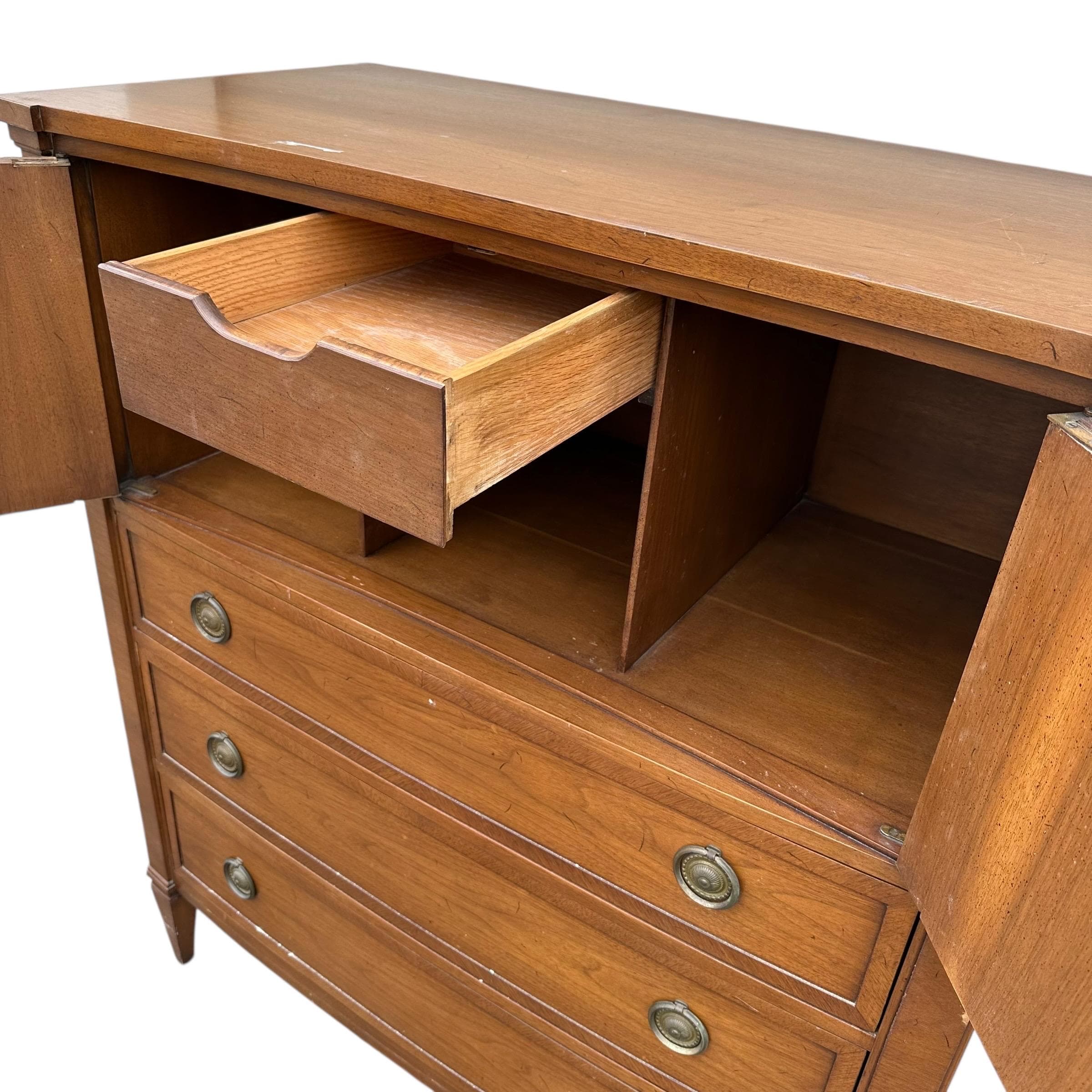 Mid Century Modern Gentleman's Chest - Vintage Mount Airy Furniture Contessa Collection Wood MCM Highboy Dresser 4 Drawers & Storage Cabinet - Thumbnail 3