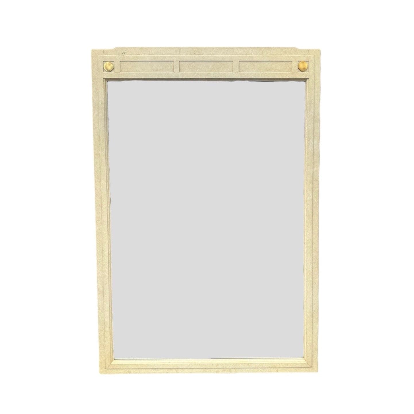 Chinoiserie Mirror 46x31 LOCAL PICKUP Vintage White Furniture Ivory Brass Asian Style - Image 1