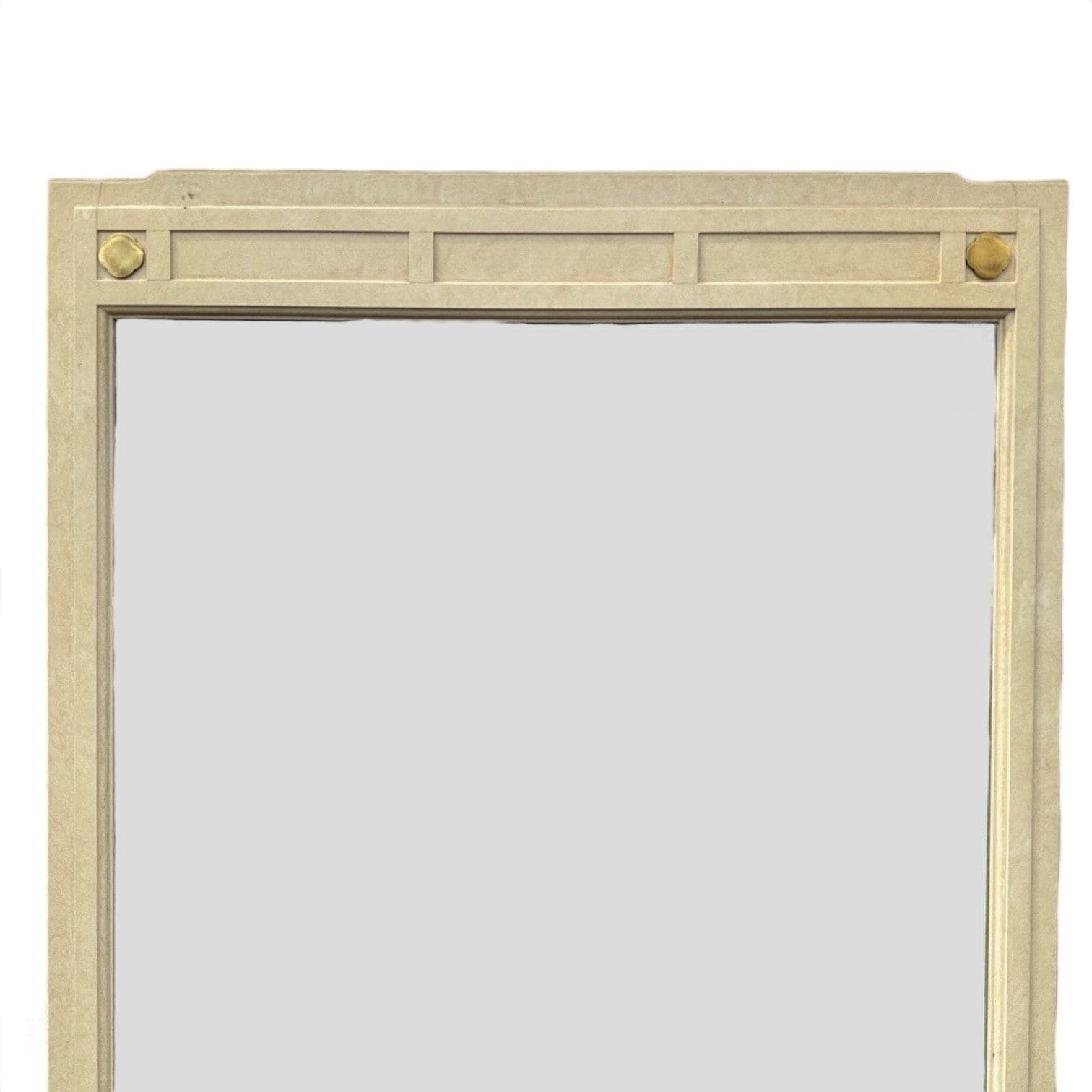 Chinoiserie Mirror 46x31 LOCAL PICKUP Vintage White Furniture Ivory Brass Asian Style - Thumbnail 2