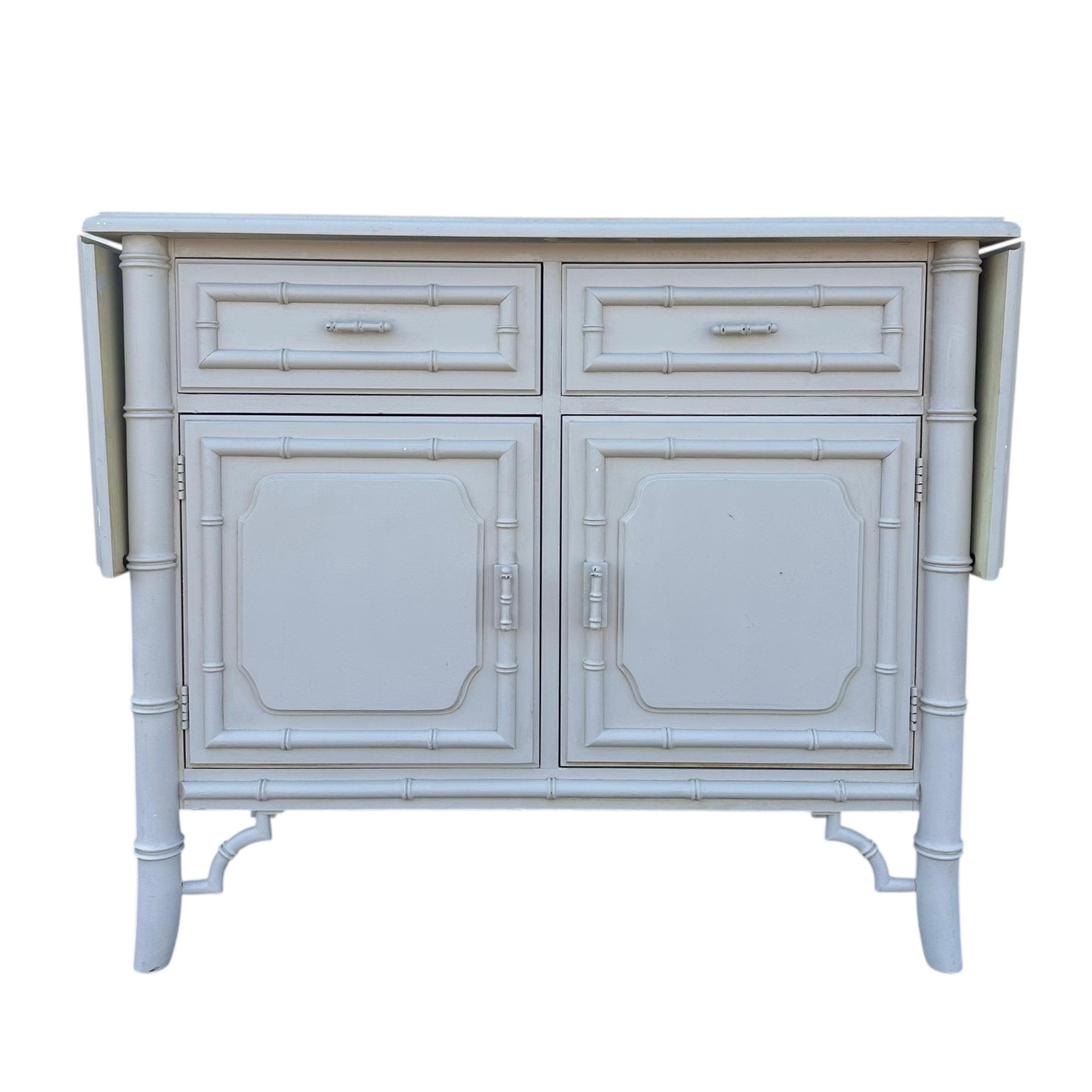 Faux Bamboo Table Server Cart by Dixie Aloha - Vintage Fretwork Hollywood Regency Chinoiserie Coastal Furniture