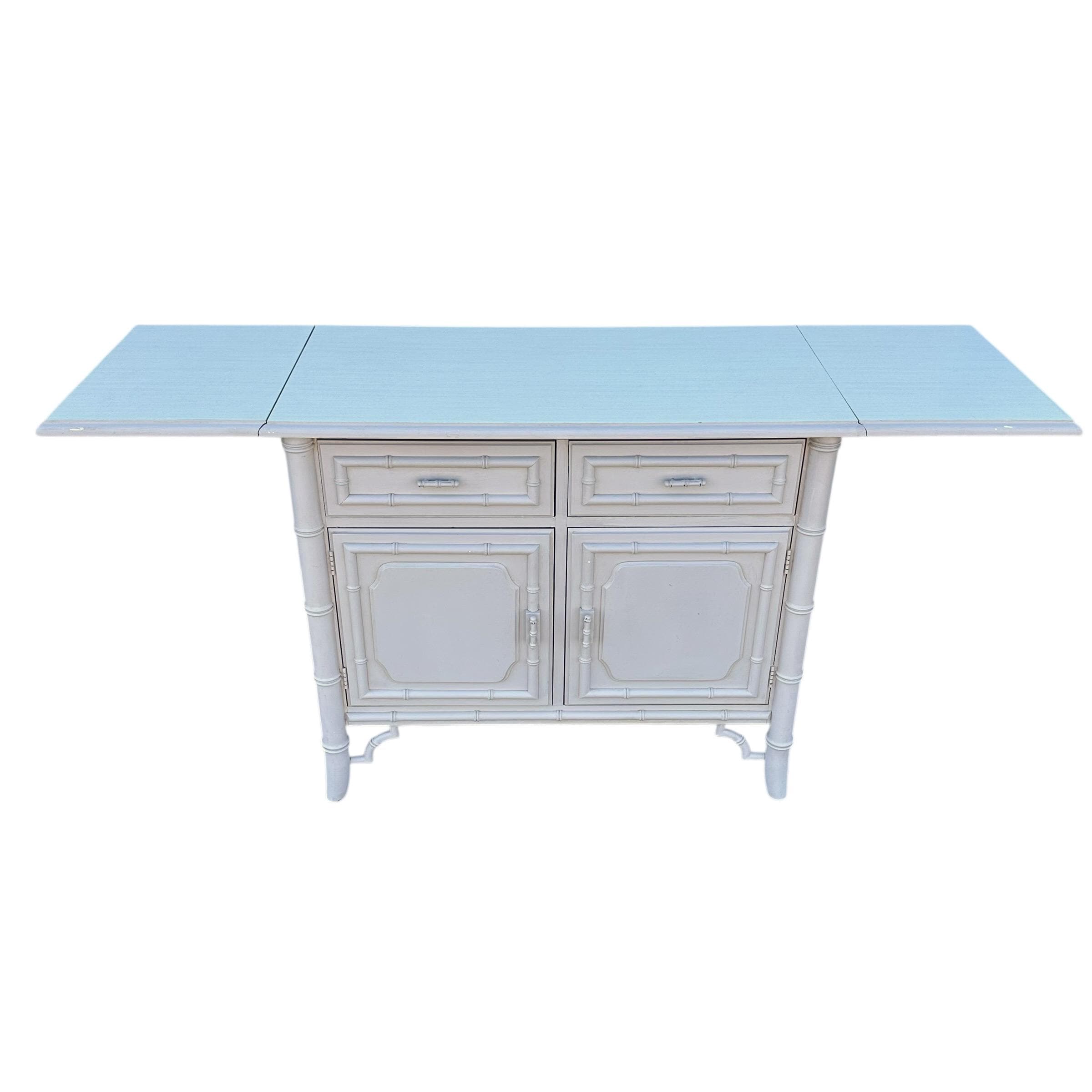 Faux Bamboo Table Server Cart by Dixie Aloha - Vintage Fretwork Hollywood Regency Chinoiserie Coastal Furniture - Thumbnail 3