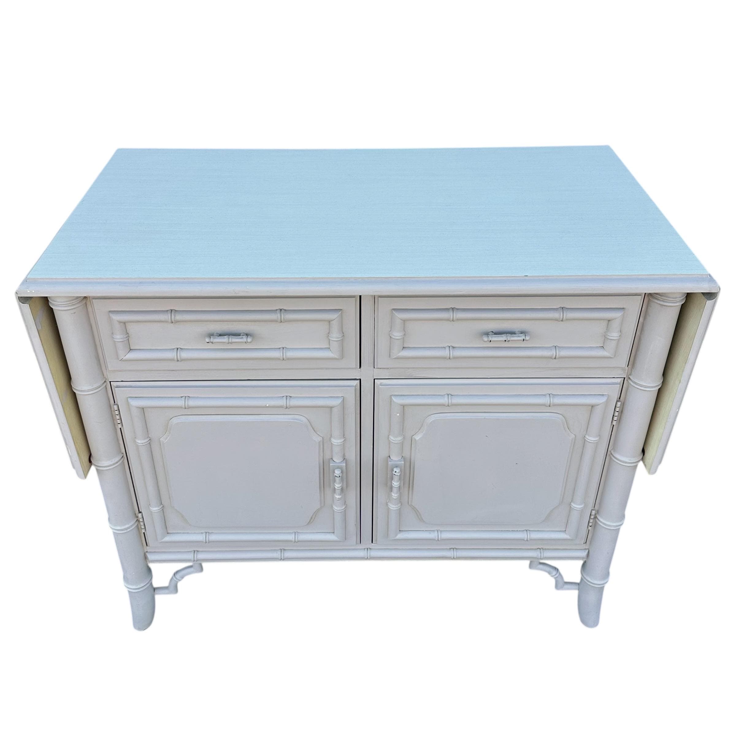 Faux Bamboo Table Server Cart by Dixie Aloha - Vintage Fretwork Hollywood Regency Chinoiserie Coastal Furniture - Thumbnail 2