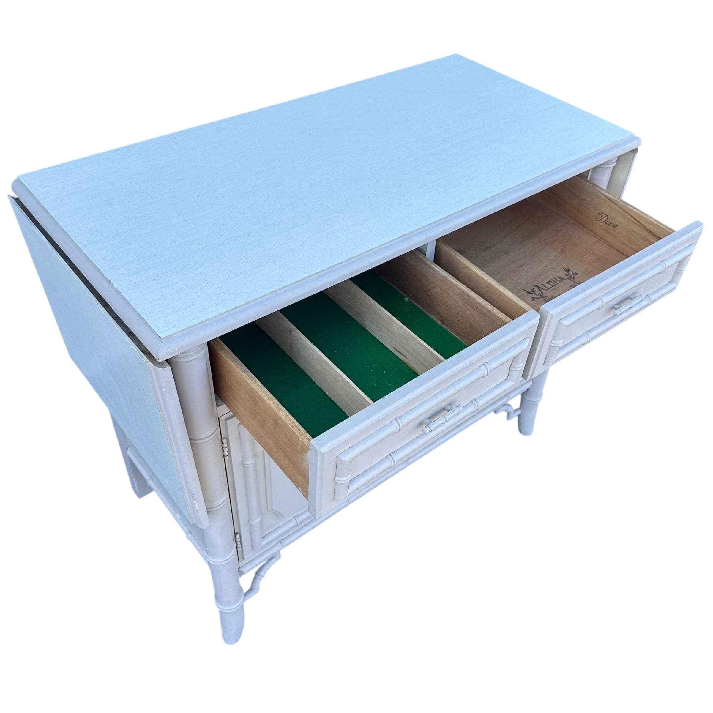 Faux Bamboo Table Server Cart by Dixie Aloha - Vintage Fretwork Hollywood Regency Chinoiserie Coastal Furniture - Thumbnail 5