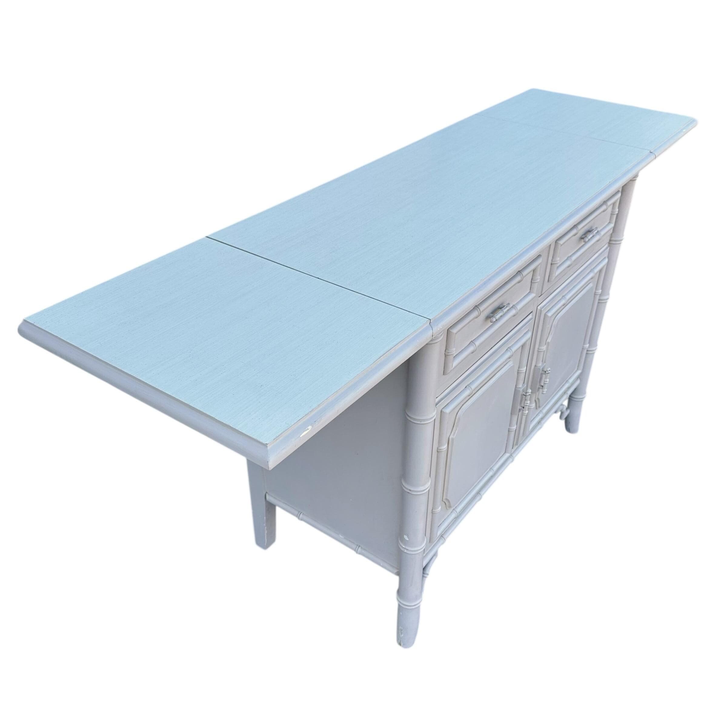 Faux Bamboo Table Server Cart by Dixie Aloha - Vintage Fretwork Hollywood Regency Chinoiserie Coastal Furniture - Thumbnail 4