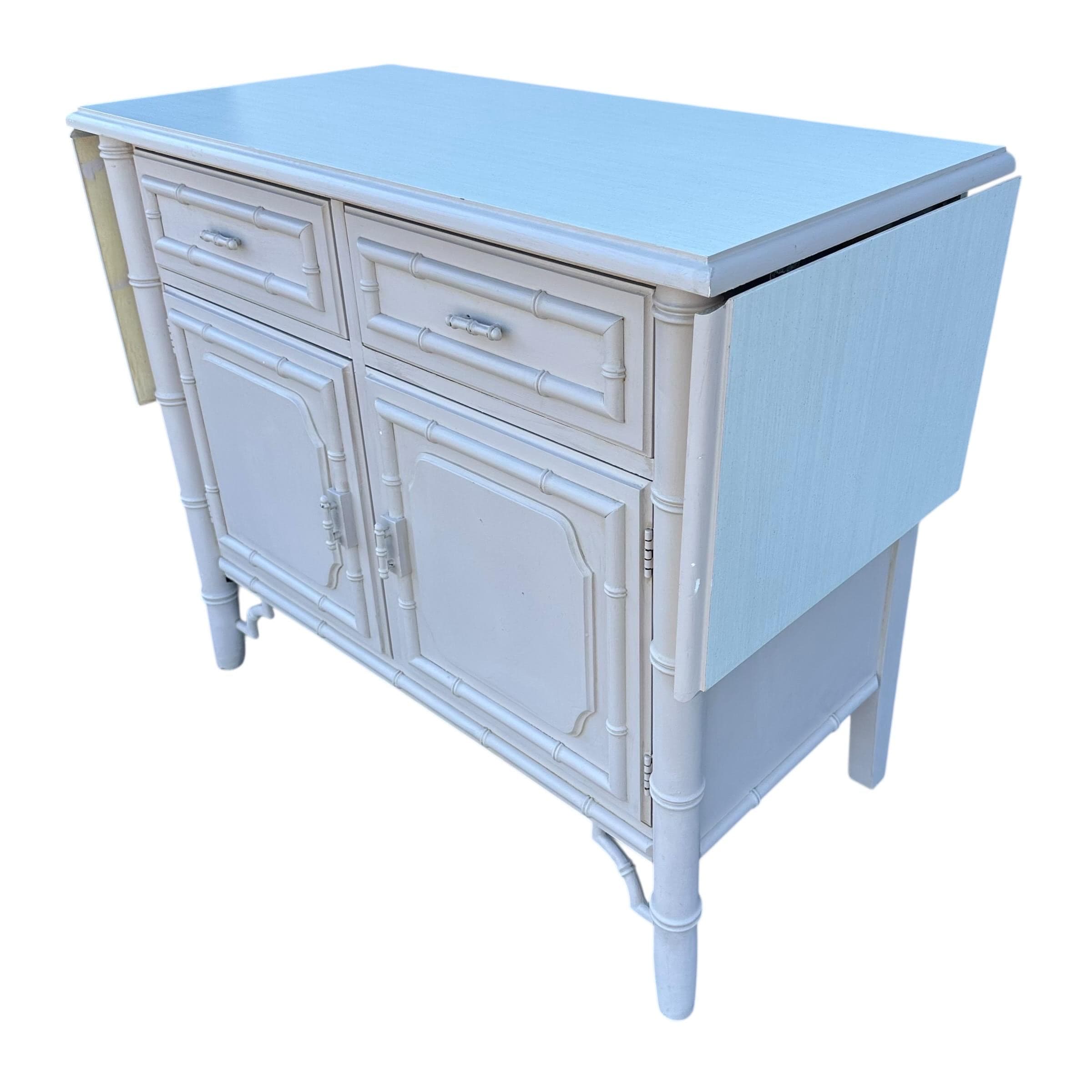 Faux Bamboo Table Server Cart by Dixie Aloha - Vintage Fretwork Hollywood Regency Chinoiserie Coastal Furniture - Thumbnail 7