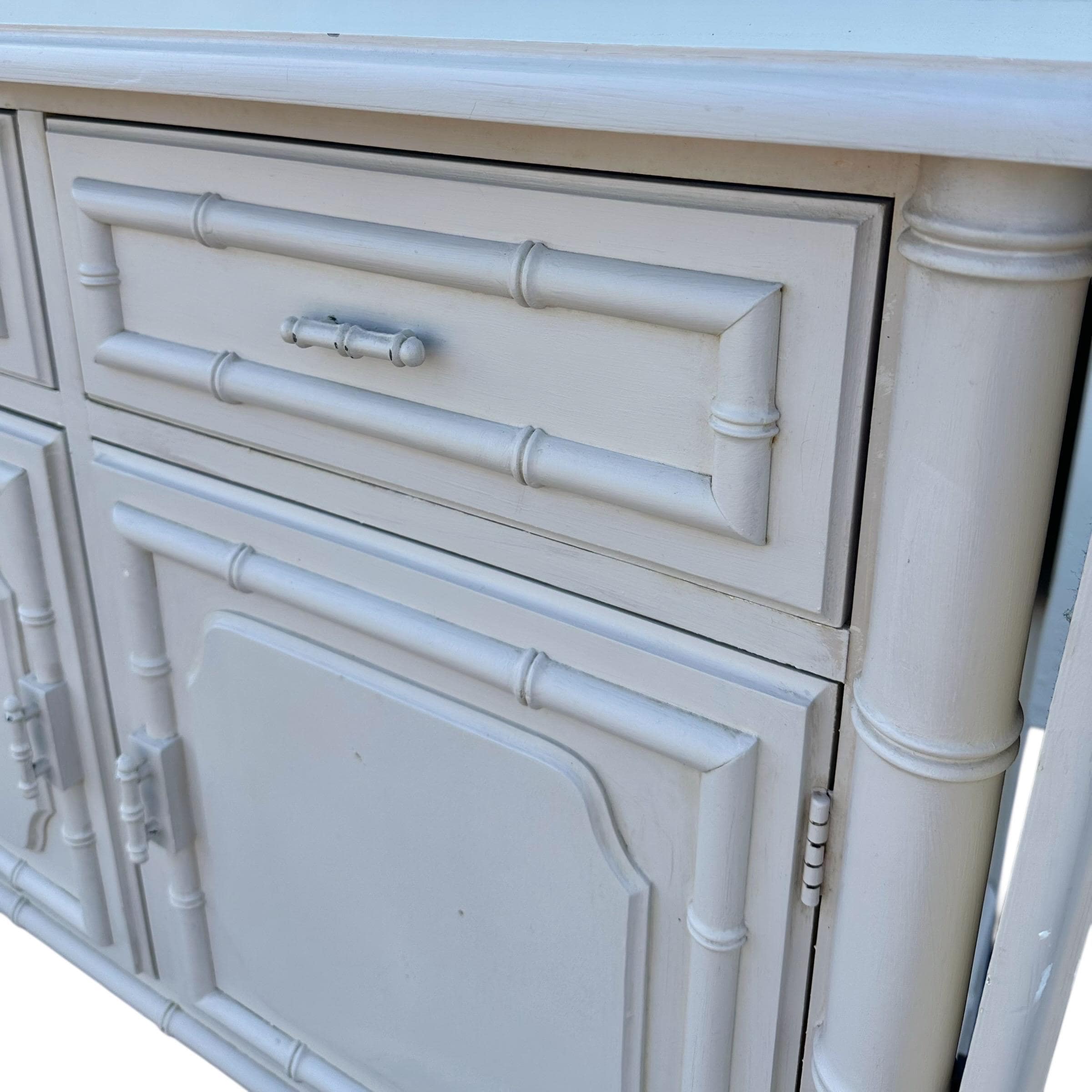 Faux Bamboo Table Server Cart by Dixie Aloha - Vintage Fretwork Hollywood Regency Chinoiserie Coastal Furniture - Thumbnail 9