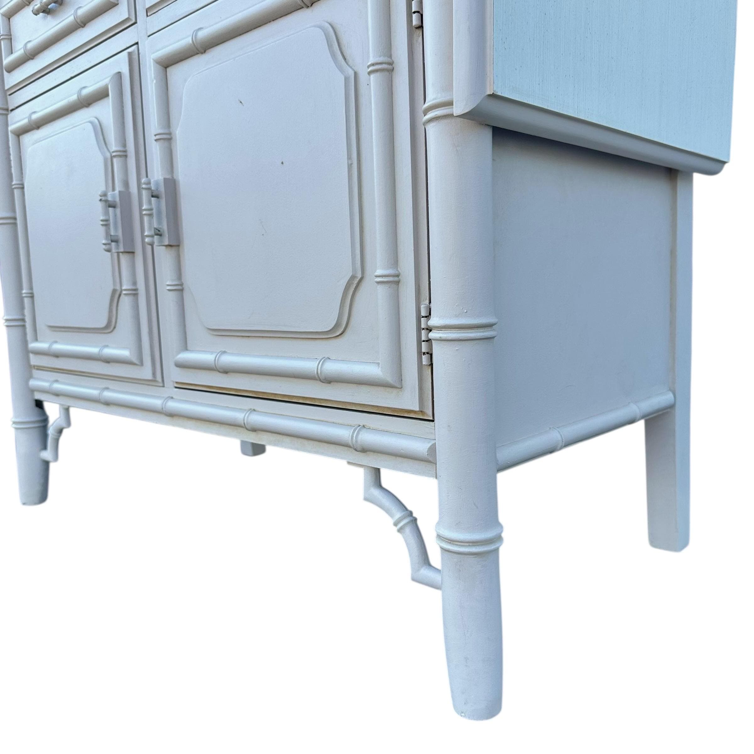 Faux Bamboo Table Server Cart by Dixie Aloha - Vintage Fretwork Hollywood Regency Chinoiserie Coastal Furniture - Thumbnail 12