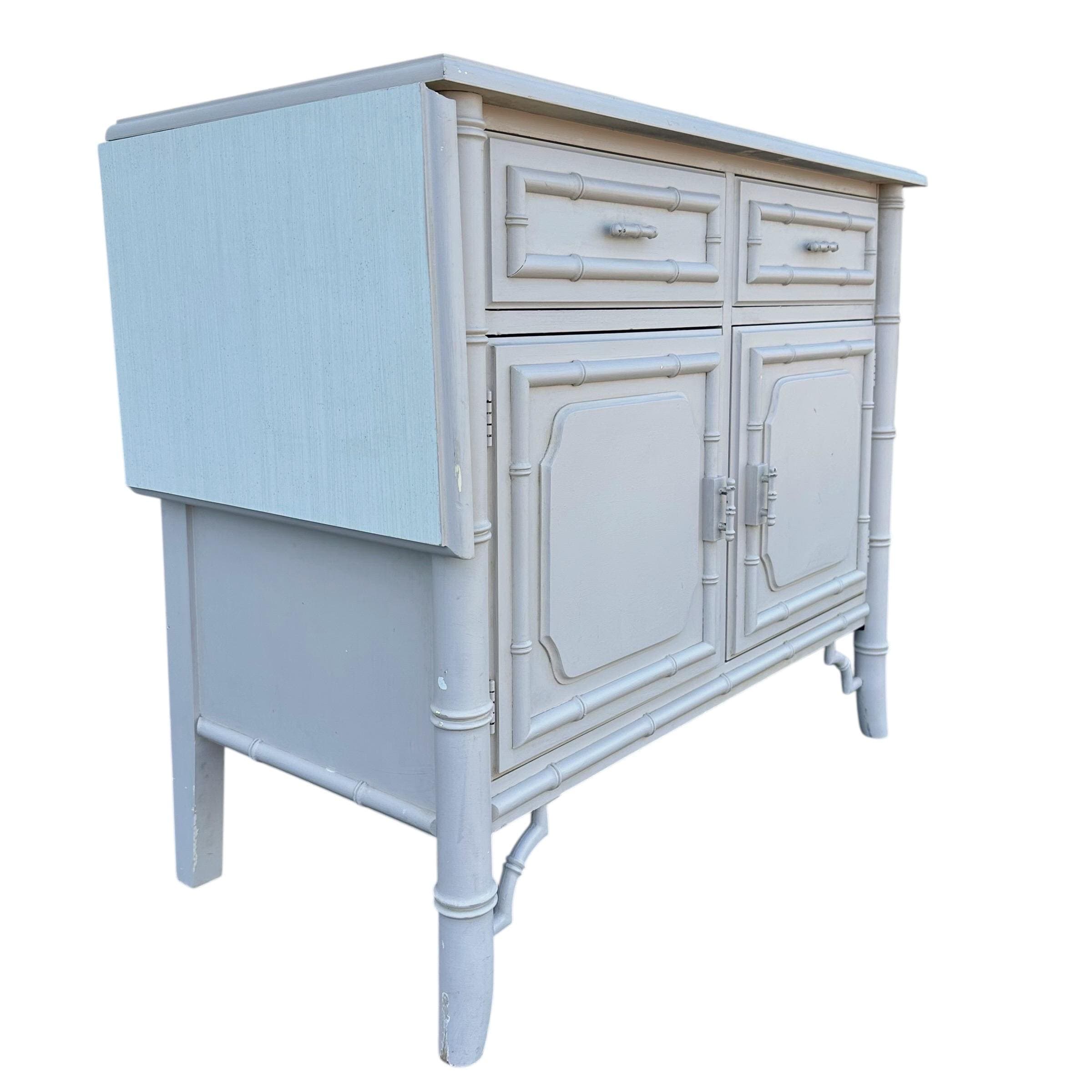 Faux Bamboo Table Server Cart by Dixie Aloha - Vintage Fretwork Hollywood Regency Chinoiserie Coastal Furniture - Thumbnail 13