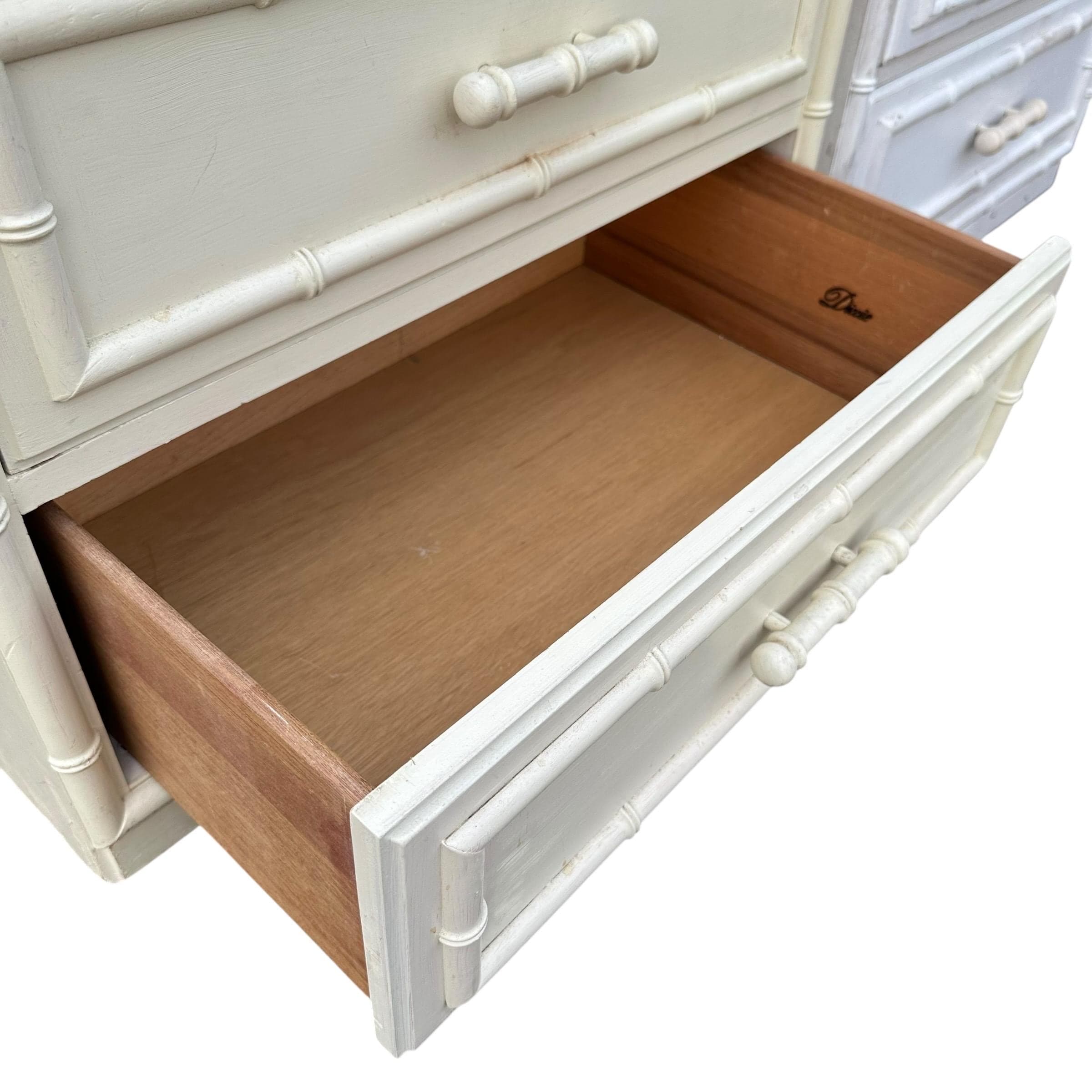 Set of 2 Faux Bamboo Nightstands Project by Dixie Aloha - Vintage Hollywood Regency Coastal Chinoiserie Style End Tables Pair - Thumbnail 4