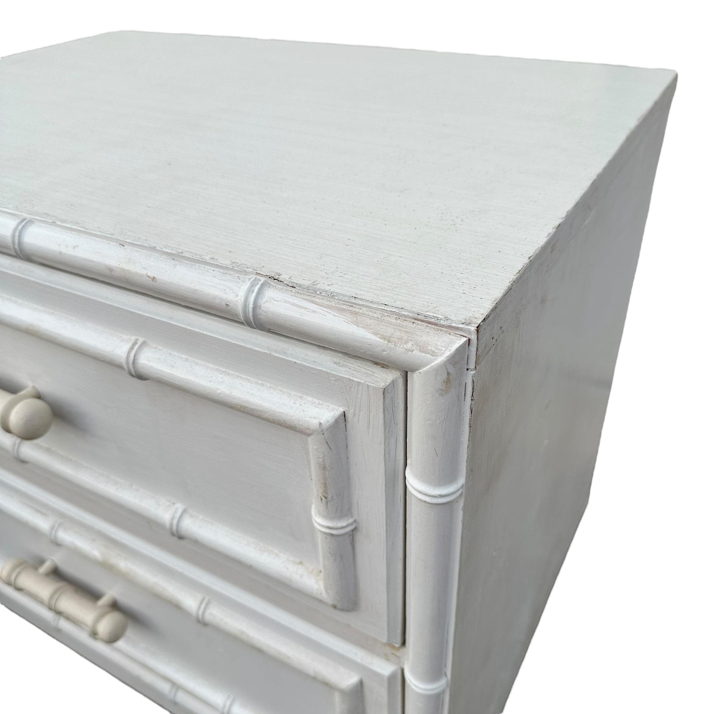 Set of 2 Faux Bamboo Nightstands Project by Dixie Aloha - Vintage Hollywood Regency Coastal Chinoiserie Style End Tables Pair - Thumbnail 7