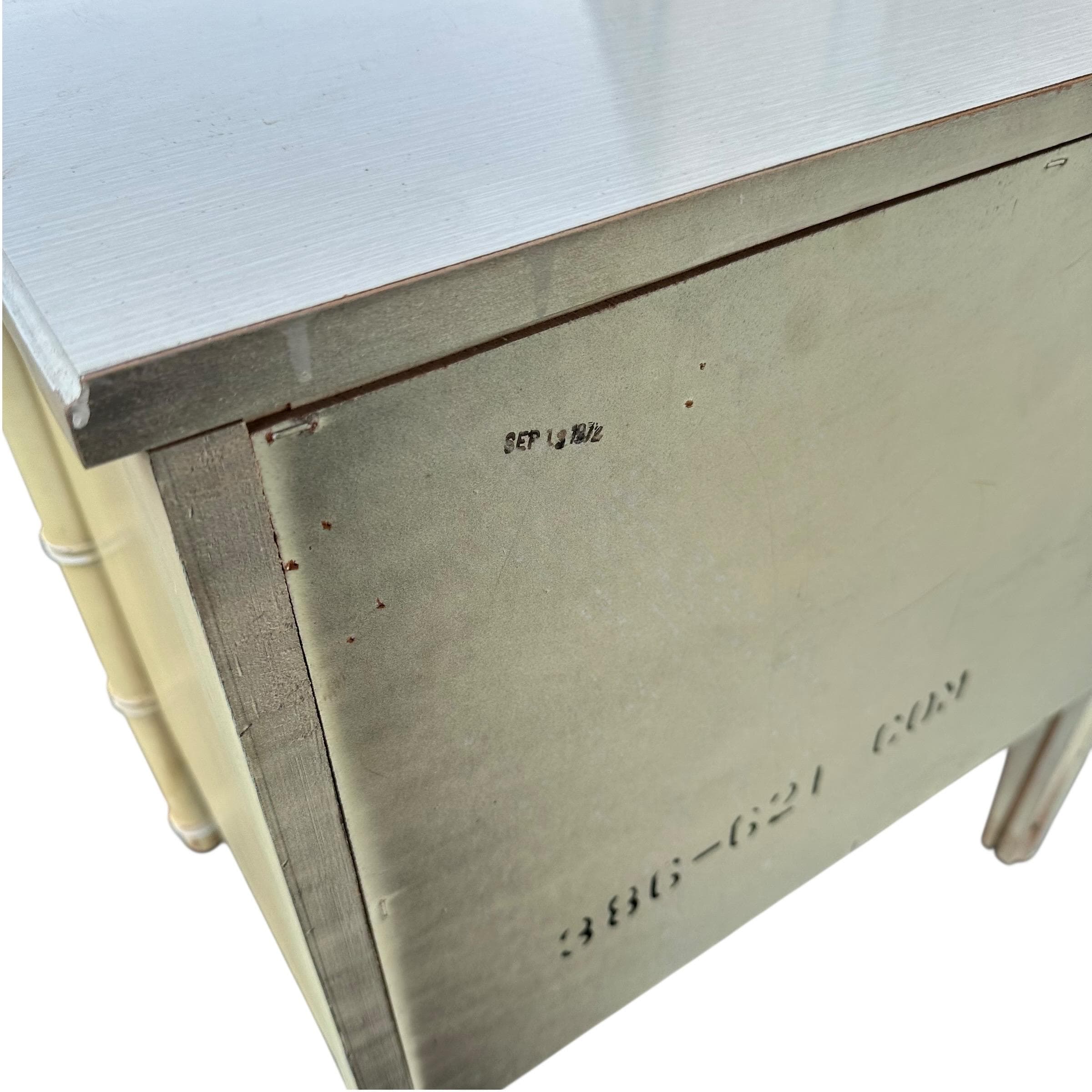 Faux Bamboo Nightstand by Henry Link Bali Hai - Vintage Yellow Wash End Table Hollywood Regency Coastal - Thumbnail 10