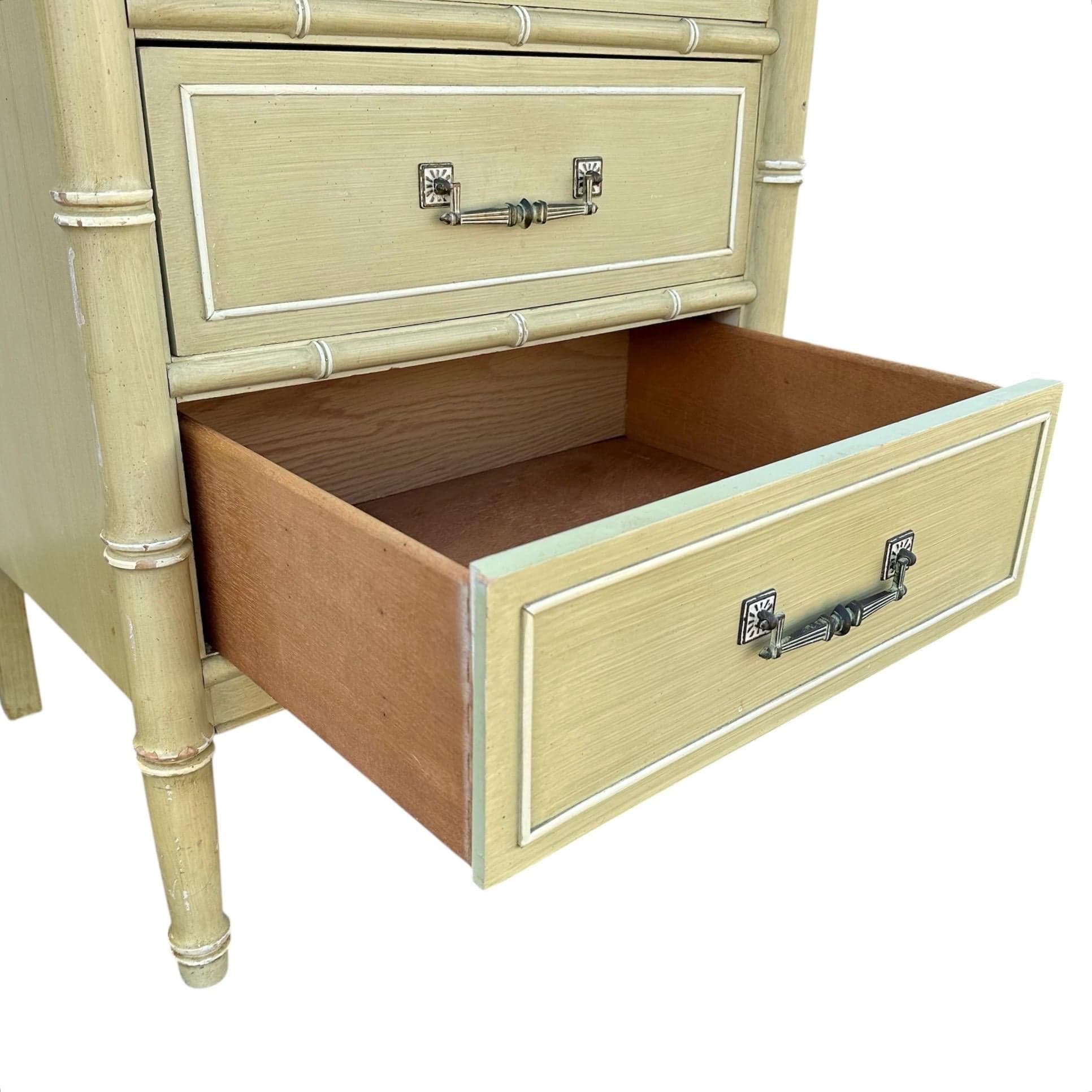 Henry Link Bali Hai Lingerie Dresser Chest of 6 Drawers - Vintage Green Hollywood Regency Faux Bamboo Bedroom Furniture - Thumbnail 7