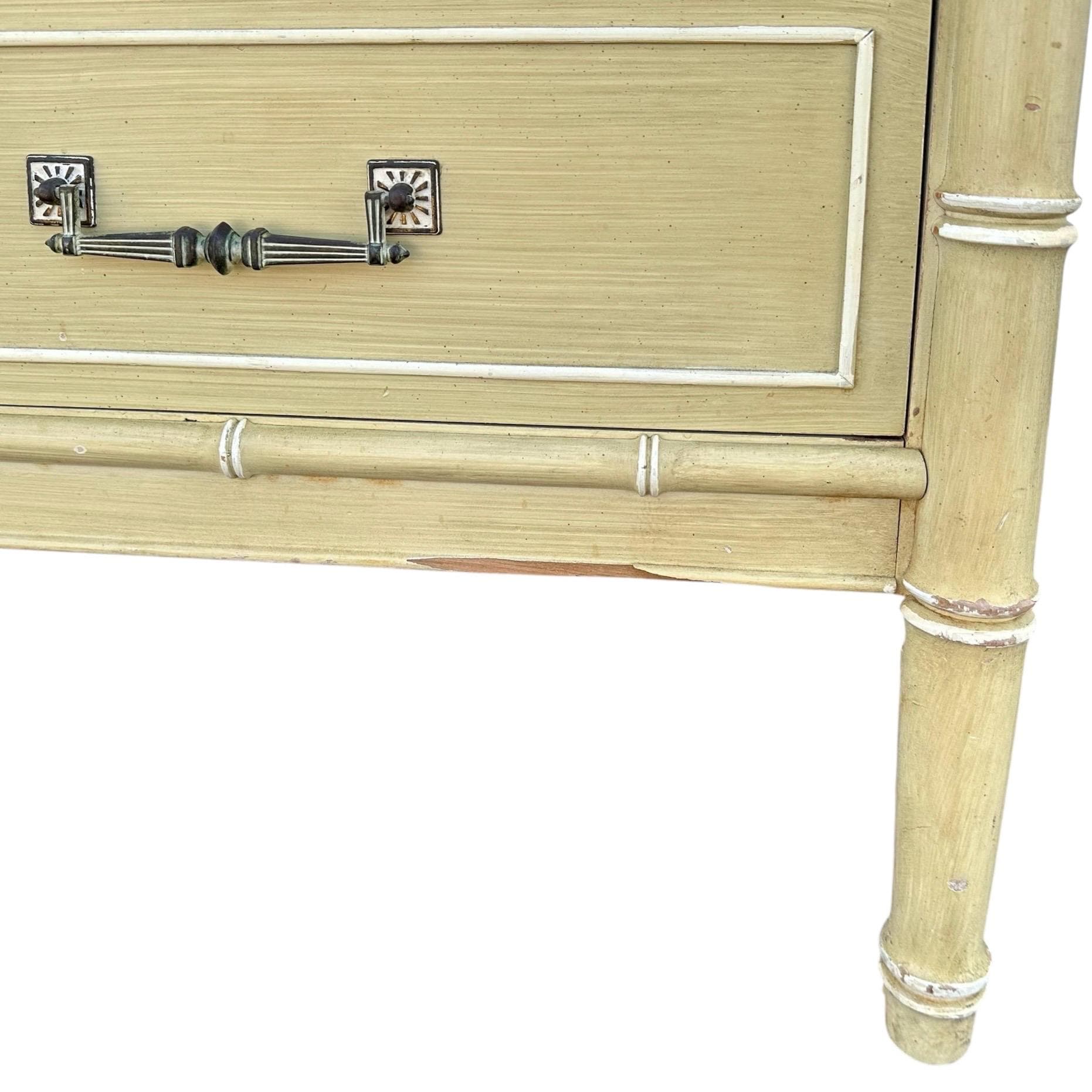 Henry Link Bali Hai Lingerie Dresser Chest of 6 Drawers - Vintage Green Hollywood Regency Faux Bamboo Bedroom Furniture - Thumbnail 8