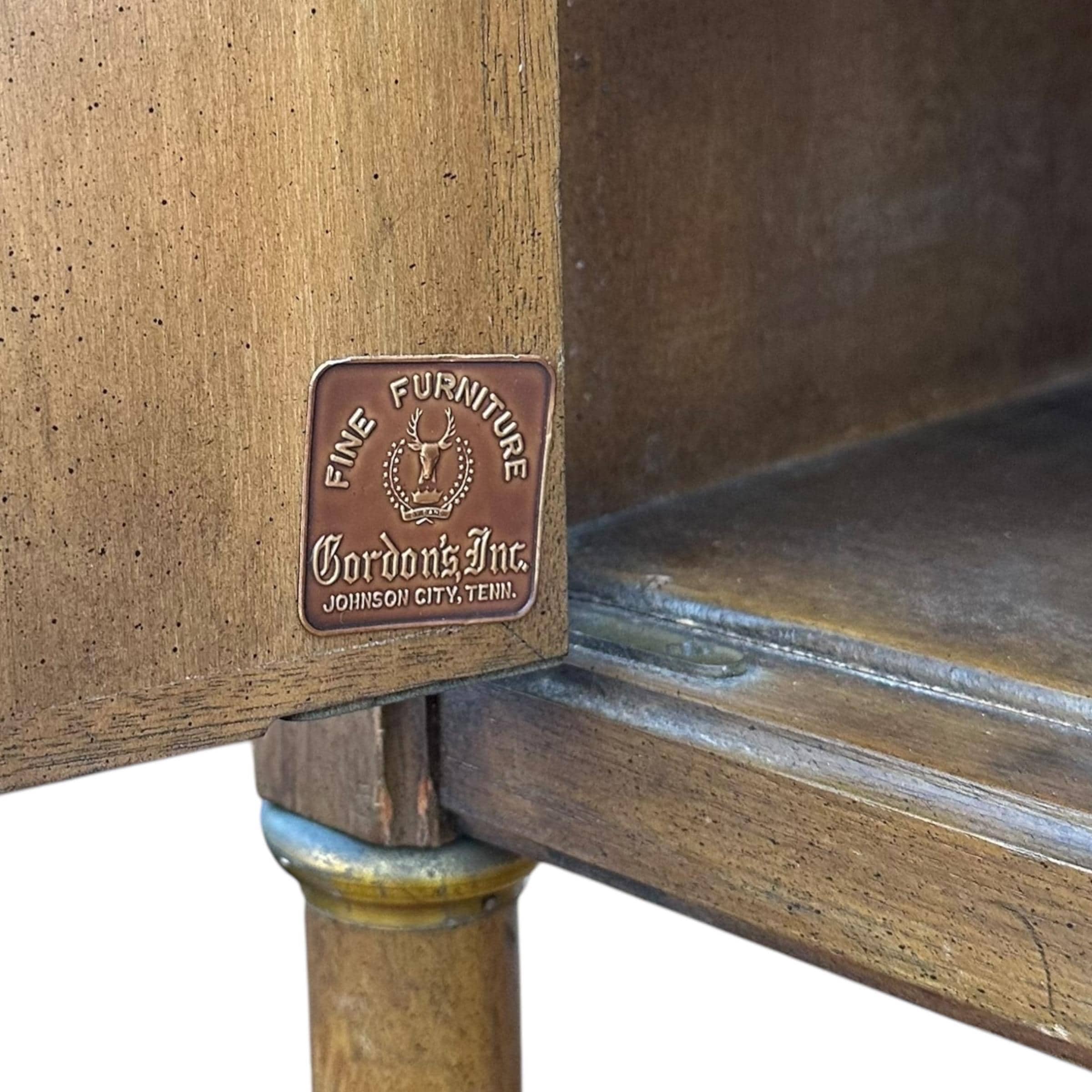 Mid Century Modern Low Profile Cabinet by Gordon’s Fine Furniture 56” Long - Vintage MCM Midcentury Walnut Wood Stone Console Table Credenza - Thumbnail 8