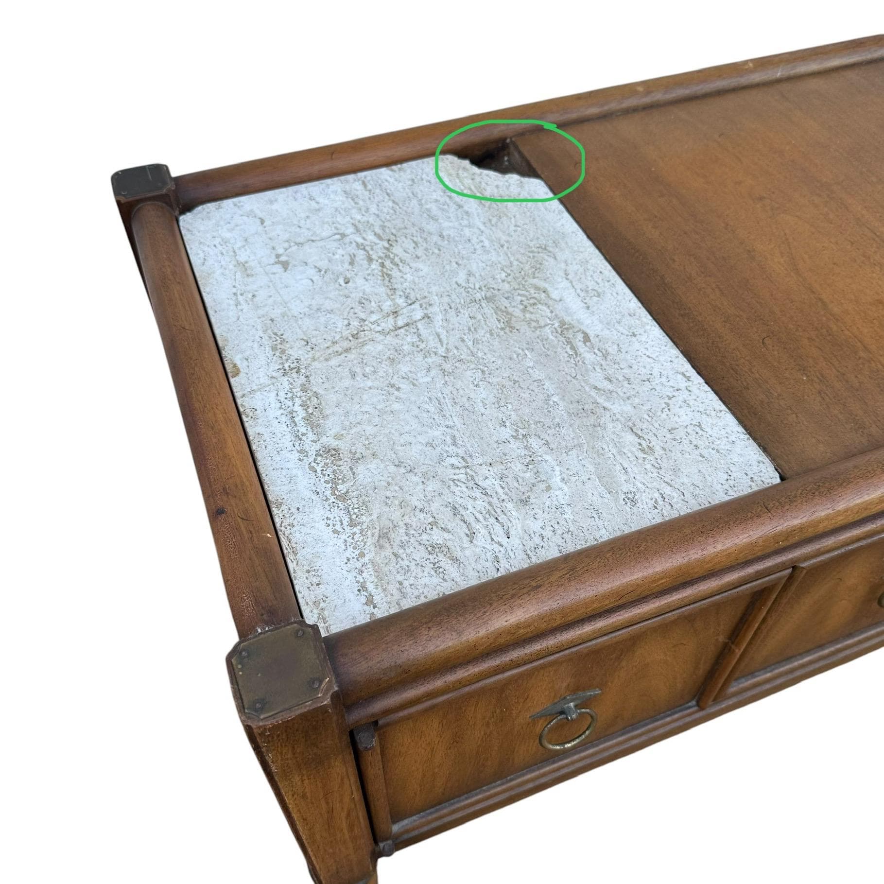 Mid Century Modern Low Profile Cabinet by Gordon’s Fine Furniture 56” Long - Vintage MCM Midcentury Walnut Wood Stone Console Table Credenza - Thumbnail 5