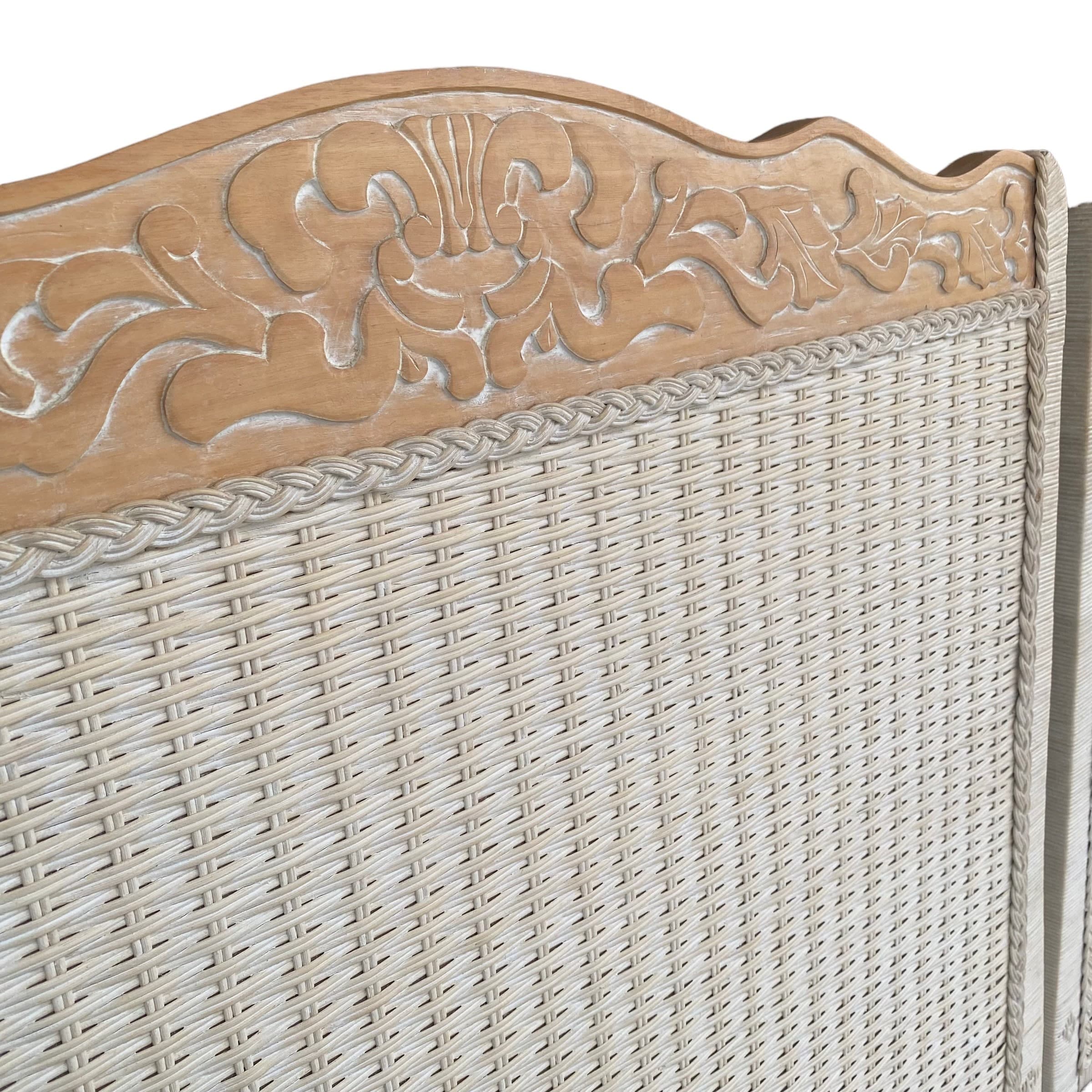 Vintage Twin Wicker Headboards - Set of 2 Jamaica Collection White Rattan Coastal Boho Chic Bedroom Furniture - Thumbnail 5