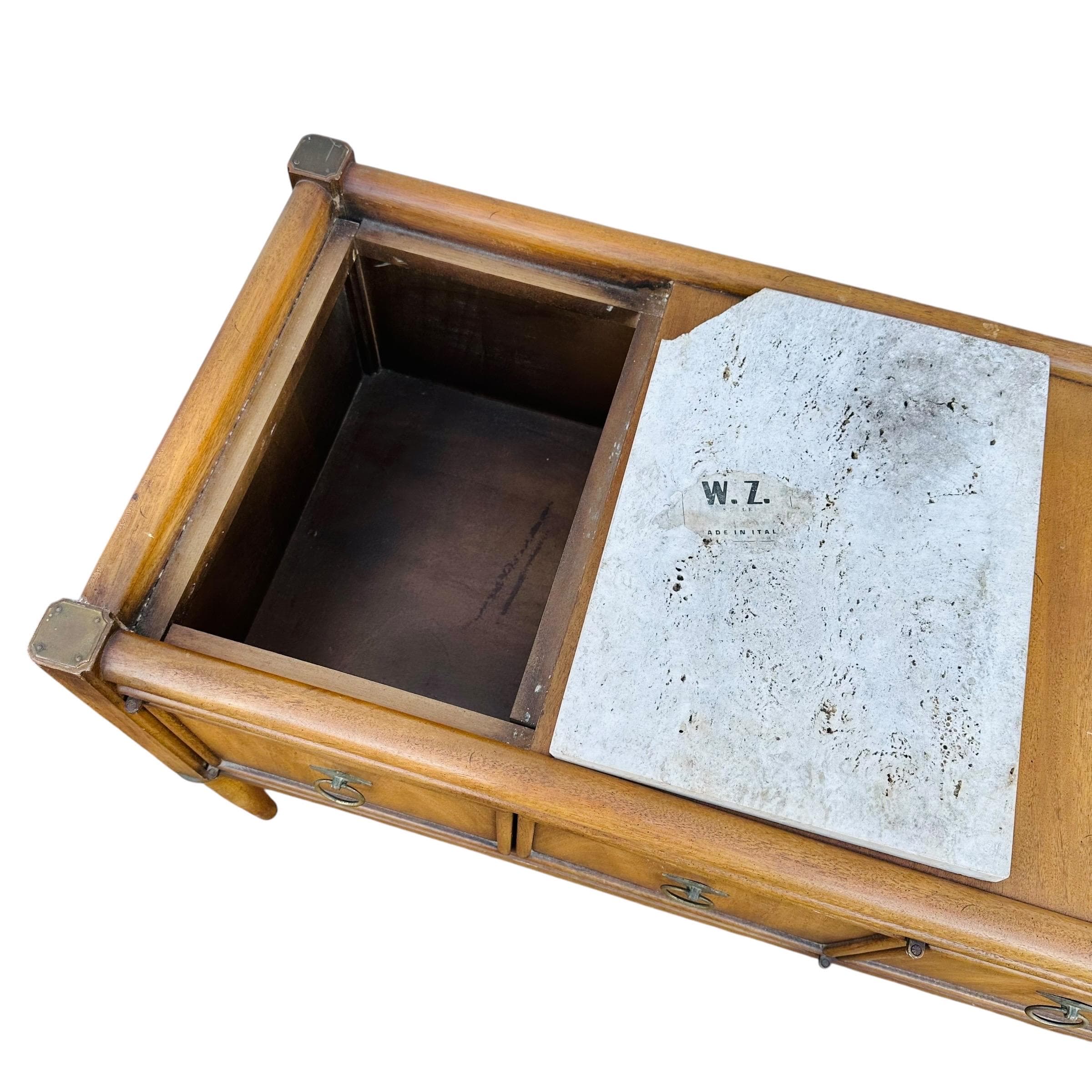 Mid Century Modern Low Profile Cabinet by Gordon’s Fine Furniture 56” Long - Vintage MCM Midcentury Walnut Wood Stone Console Table Credenza - Thumbnail 6