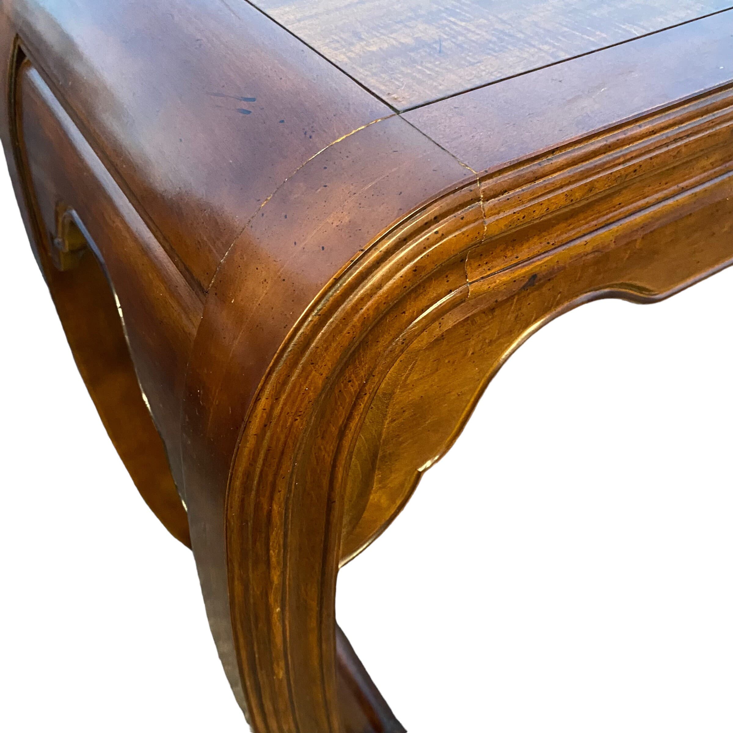 Chinoiserie Console by Henredon Furniture - Vintage Walnut Wood Asian Style Sofa or Entry Table - Thumbnail 3