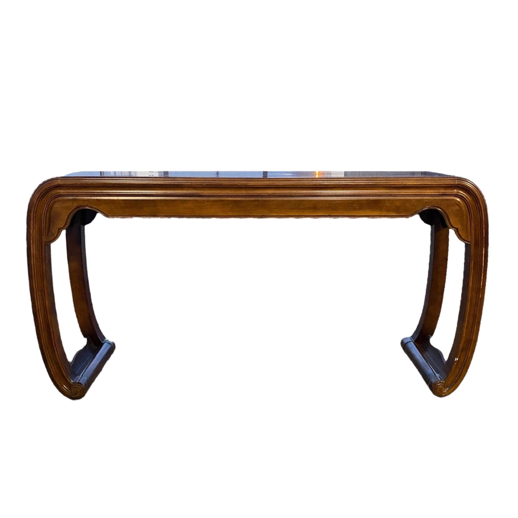 Chinoiserie Console by Henredon Furniture - Vintage Walnut Wood Asian Style Sofa or Entry Table - Thumbnail 9