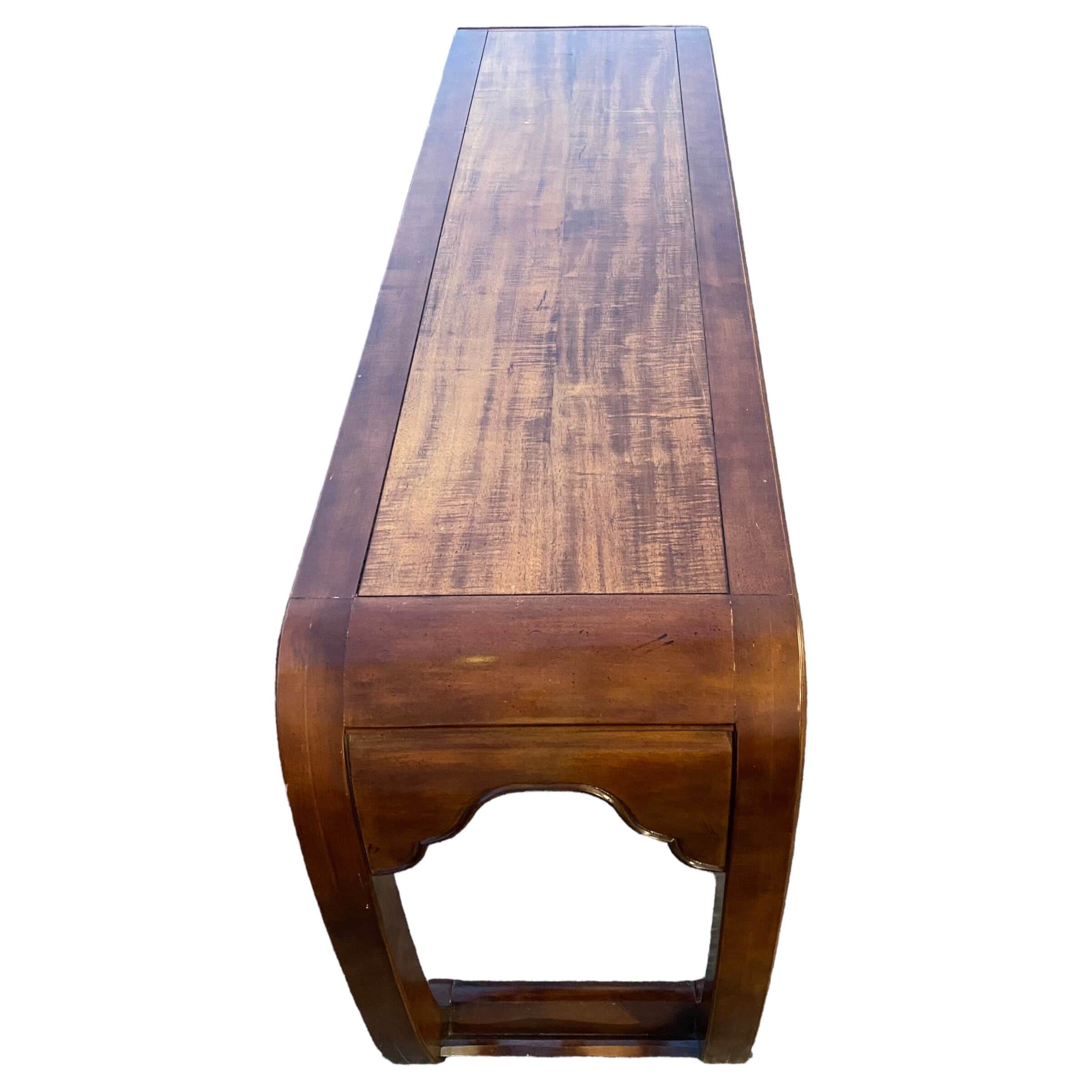 Chinoiserie Console by Henredon Furniture - Vintage Walnut Wood Asian Style Sofa or Entry Table - Thumbnail 5