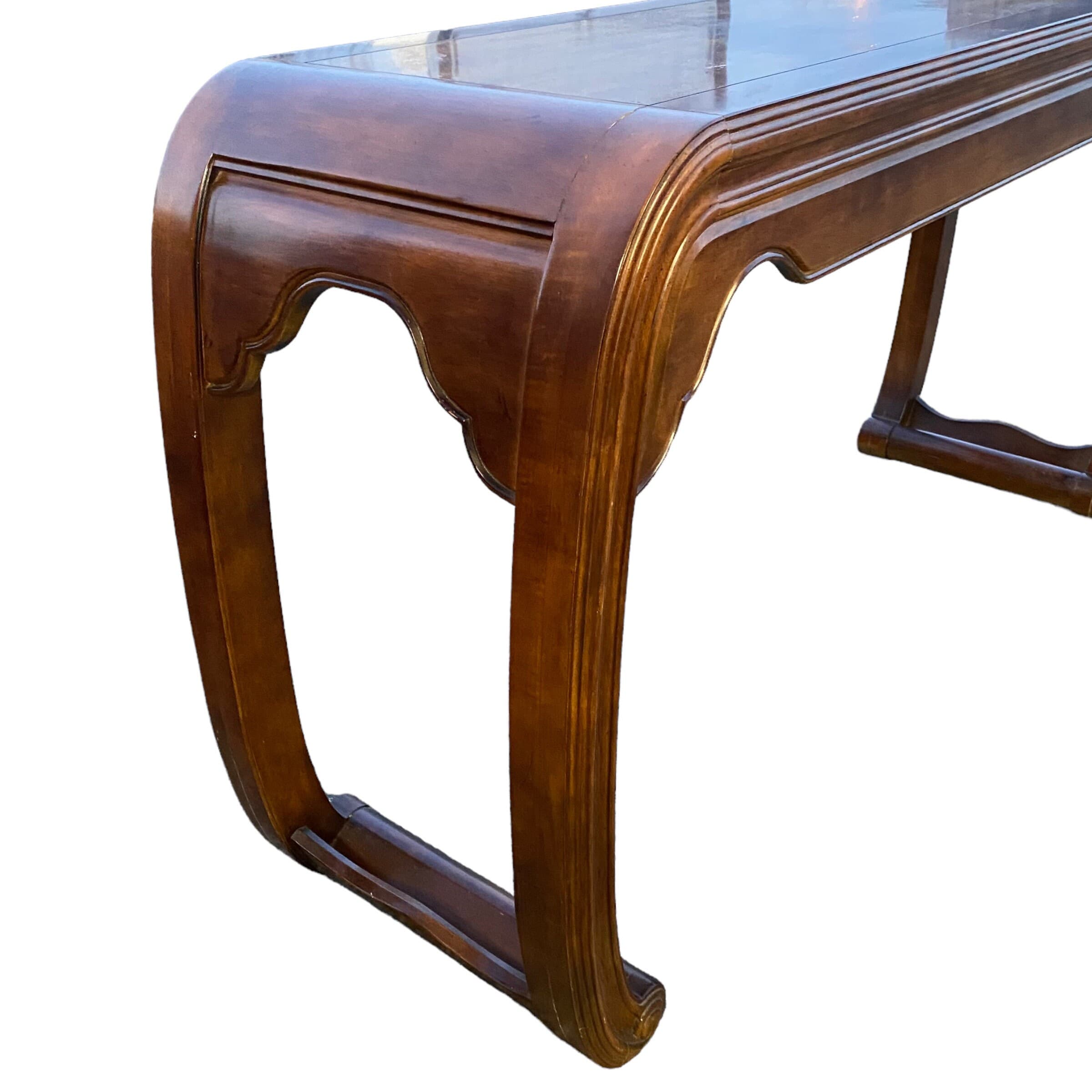 Chinoiserie Console by Henredon Furniture - Vintage Walnut Wood Asian Style Sofa or Entry Table - Thumbnail 2