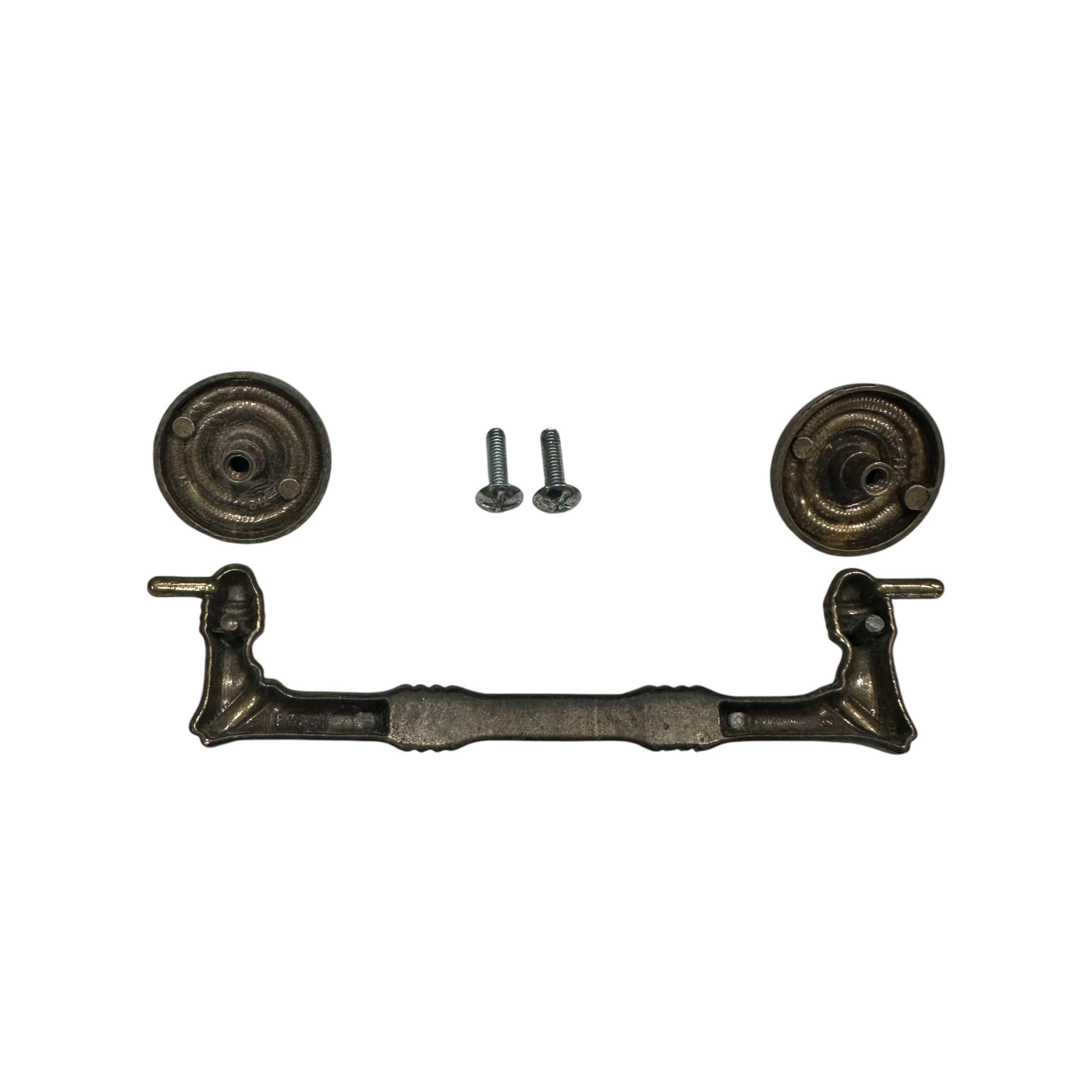 Vintage Faux Bamboo Drawer Pull 5.25" Center - Broyhill Hardware Replacement for Dresser or Chest, Original Aged Brass Finish - Thumbnail 4