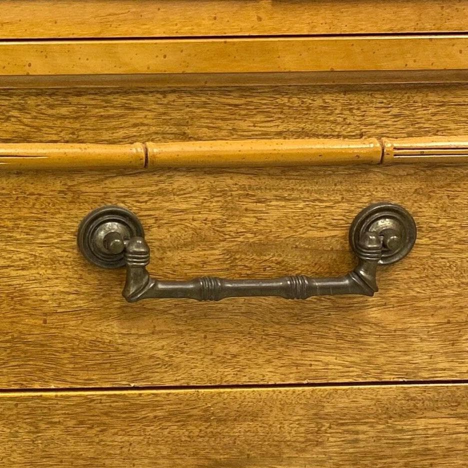 Vintage Faux Bamboo Drawer Pull 5.25" Center - Broyhill Hardware Replacement for Dresser or Chest, Original Aged Brass Finish - Thumbnail 2