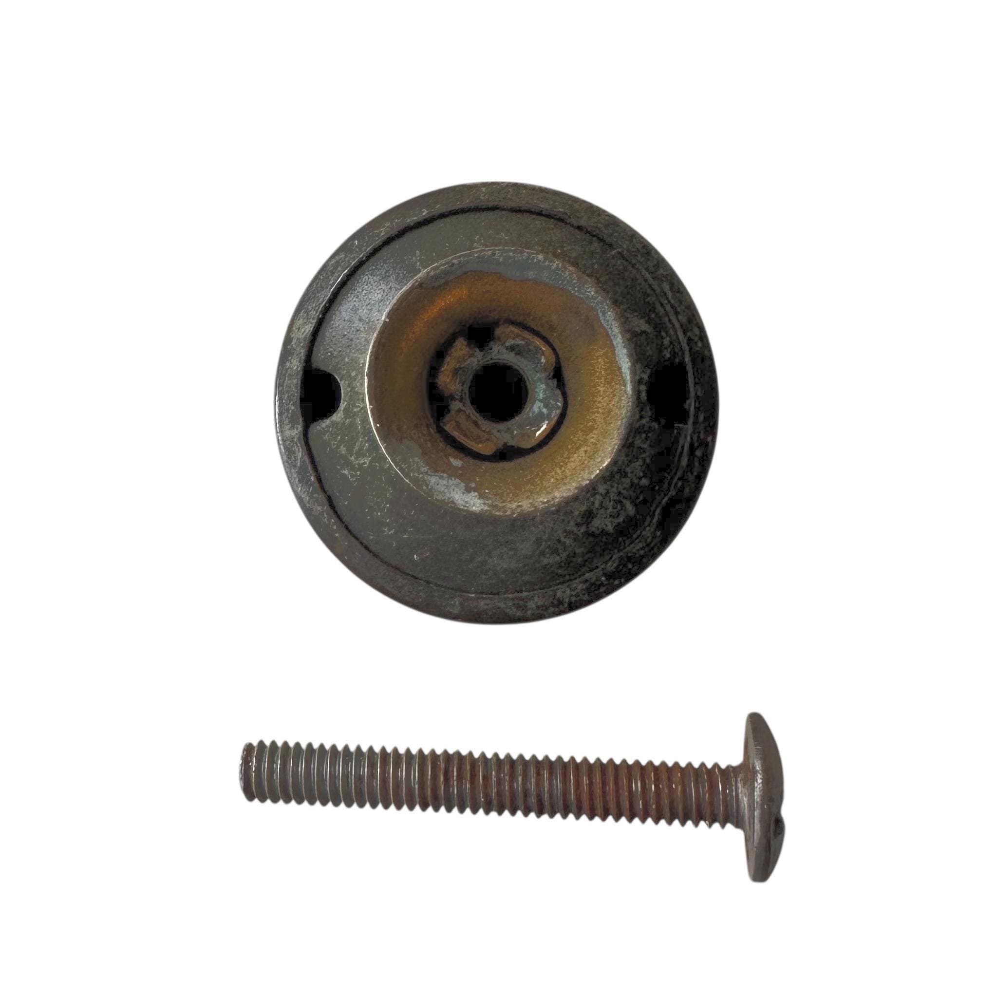 Thomasville Allegro Round Sunburst Knob Hardware - Original Vintage Brass Drawer Pull for 1970s Faux Bamboo Dresser or Nightstand - Size 1" - Thumbnail 7