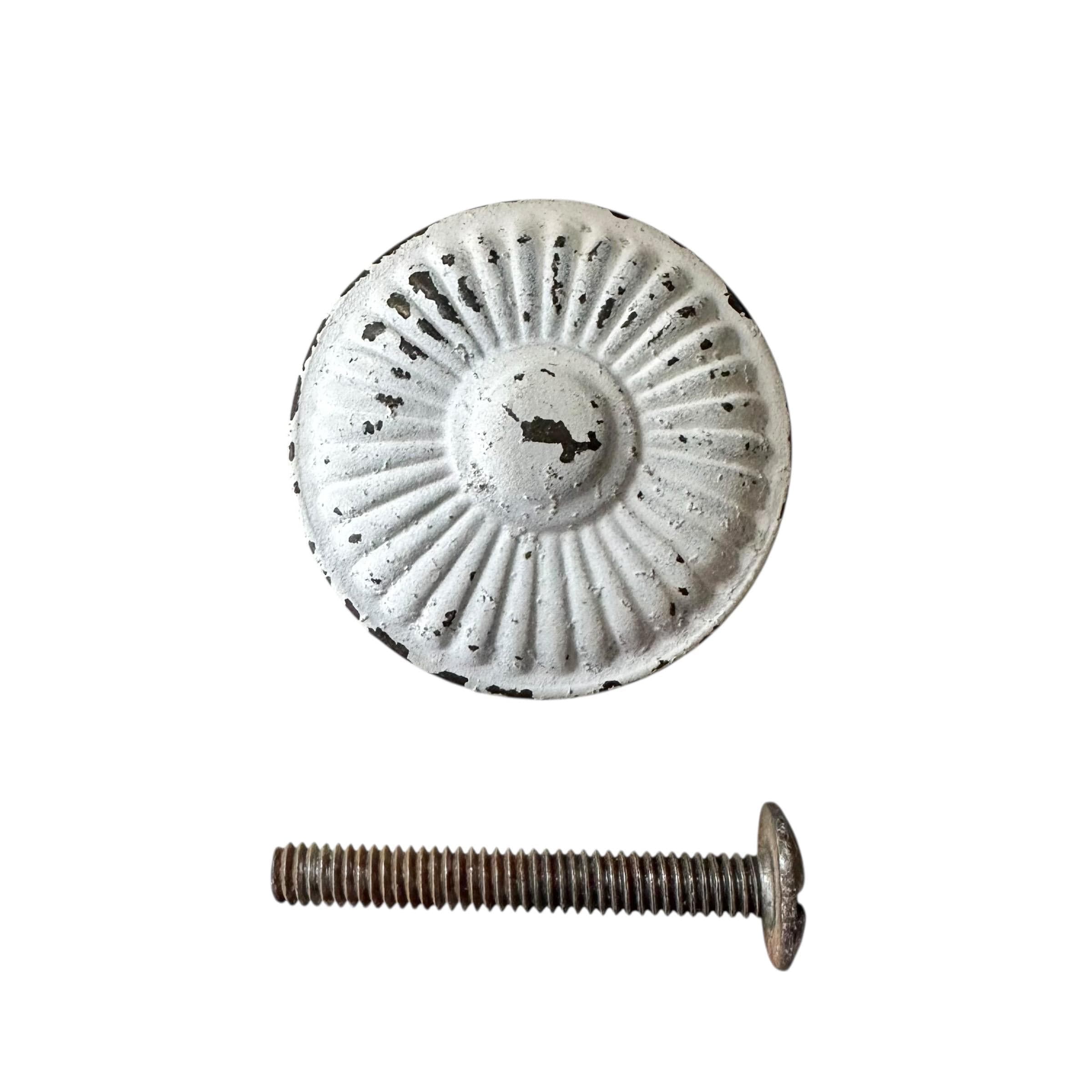 Thomasville Allegro Round Sunburst Knob Hardware - Original Vintage Brass Drawer Pull for 1970s Faux Bamboo Dresser or Nightstand - Size 1" - Thumbnail 13