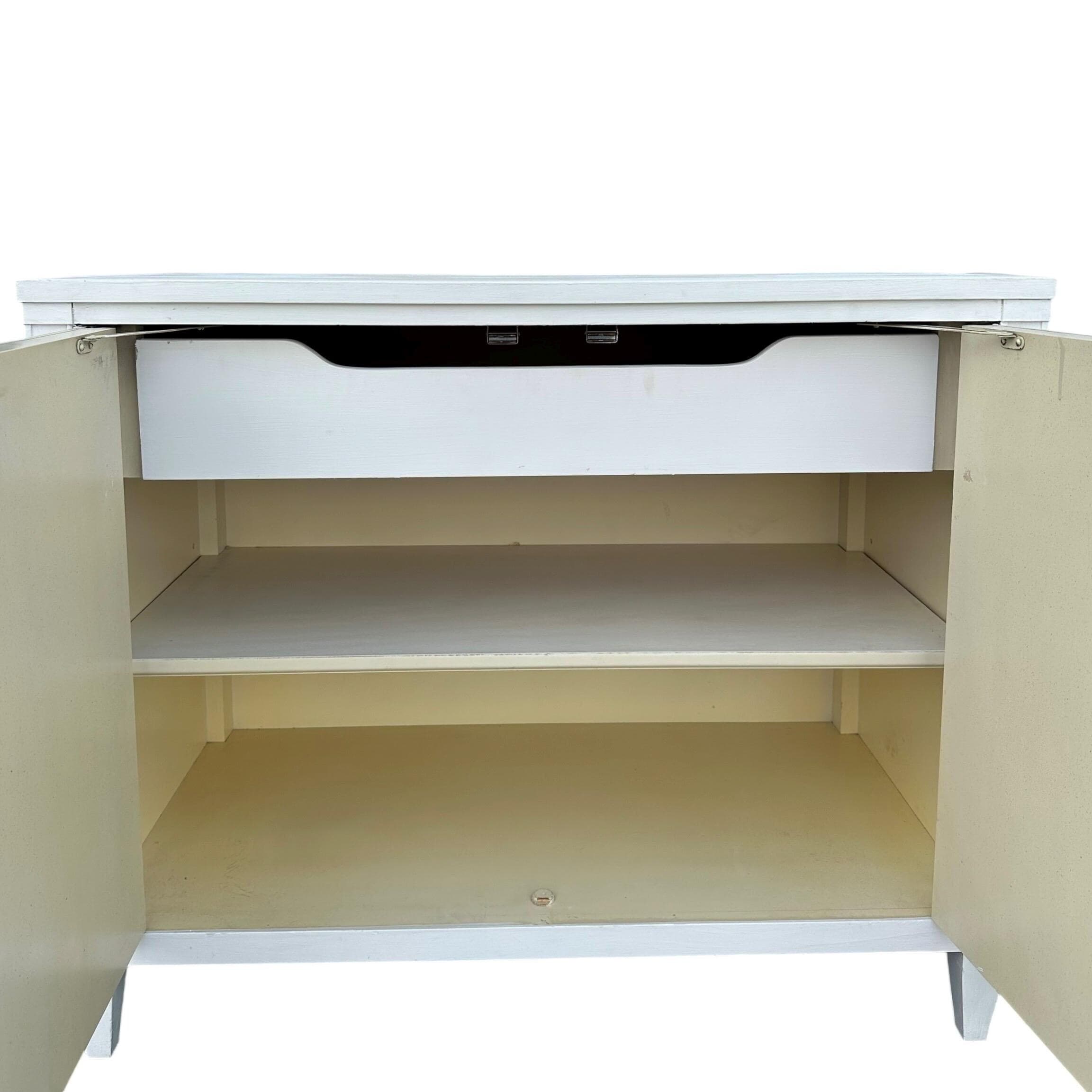 Large Nightstands 30" Tall x 36' Wide by Drexel Triune - Set of 2 Vintage 1960s Midcentury White Bedside Commode Chest Server Cabinets Pair - Thumbnail 8