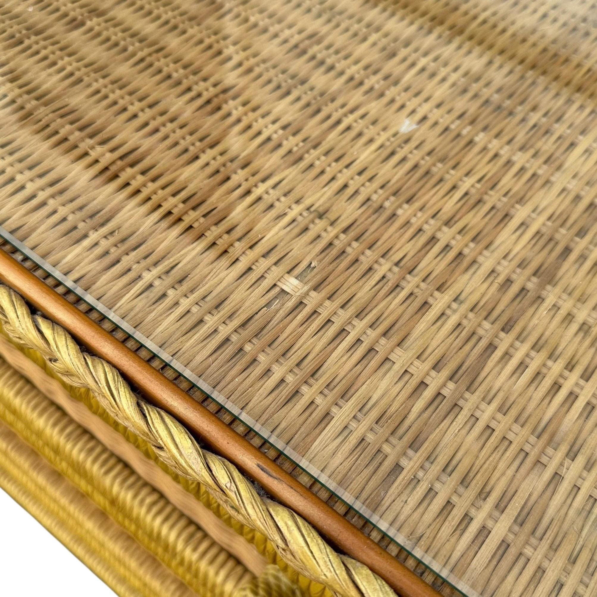 Natural Wicker Dresser by Henry Link 58” Long - Vintage Lexington Wrapped Rattan Coastal Boho Chic Tropical Furniture 6 Drawer Chest Bureau - Thumbnail 6