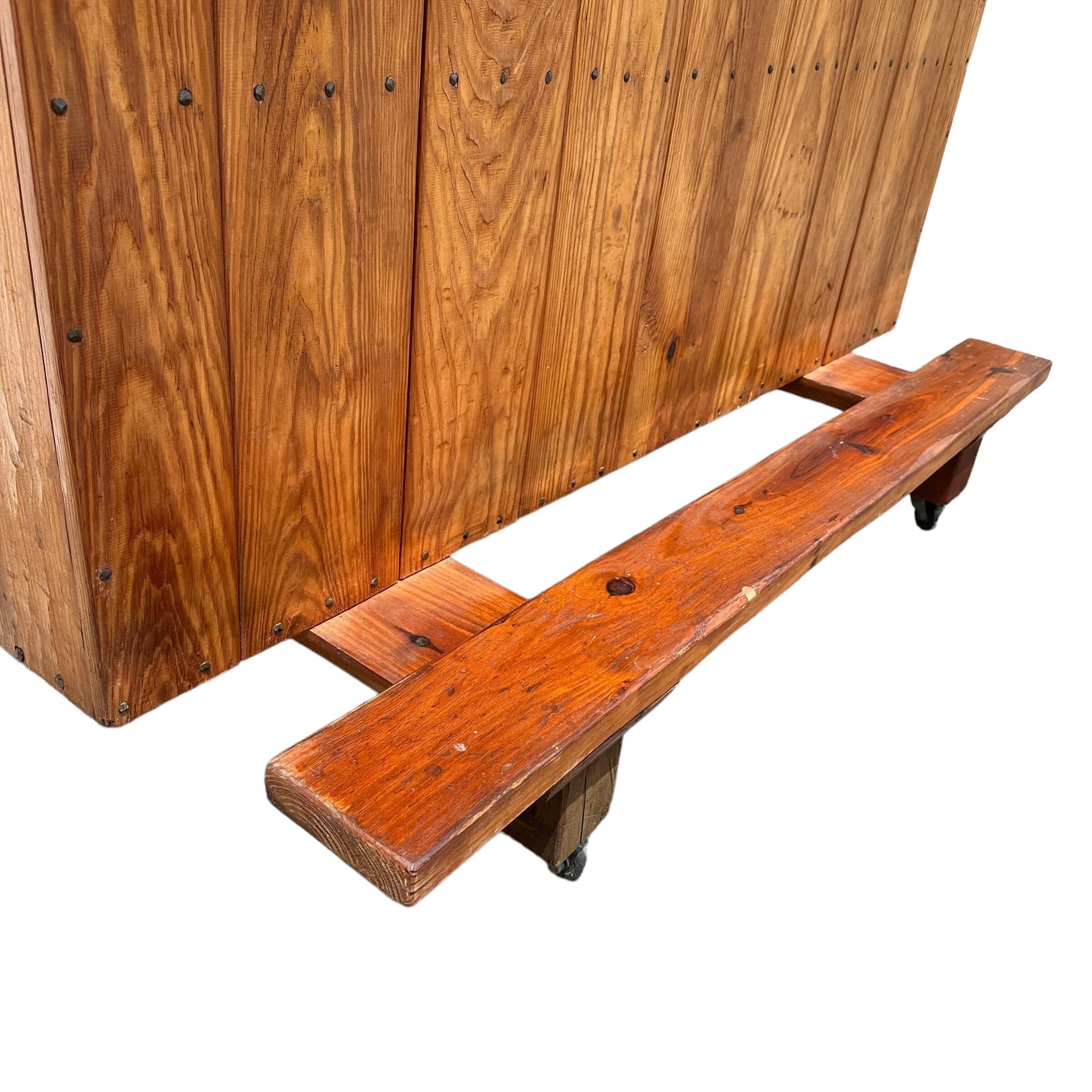 Victory Ship Hatch Cover Bar by Sub-Sea Artifacts - Vintage Maritime Rolling Nautical Solid Wood with Foot Rest Coastal Door Serving Table - Thumbnail 9