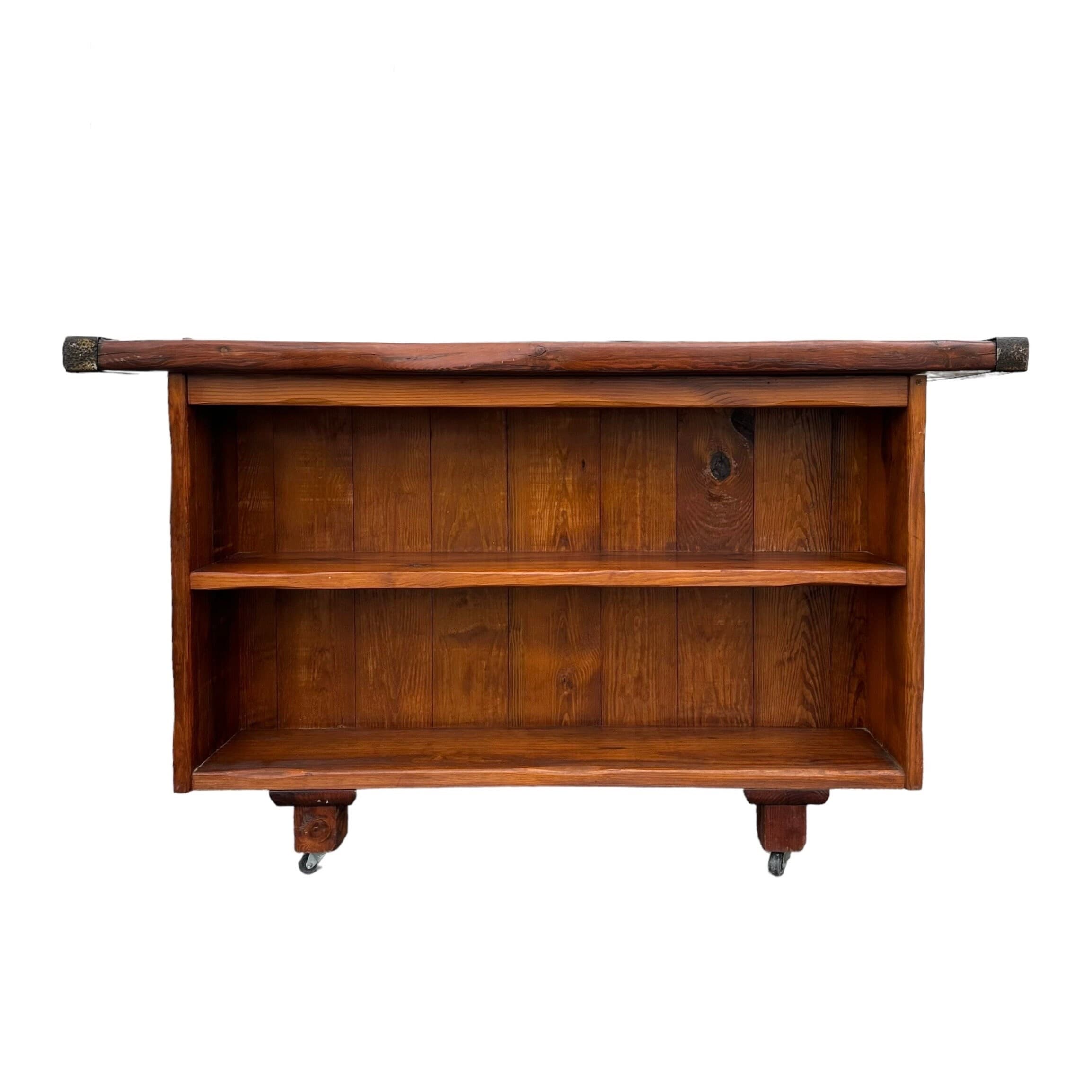 Victory Ship Hatch Cover Bar by Sub-Sea Artifacts - Vintage Maritime Rolling Nautical Solid Wood with Foot Rest Coastal Door Serving Table - Thumbnail 10