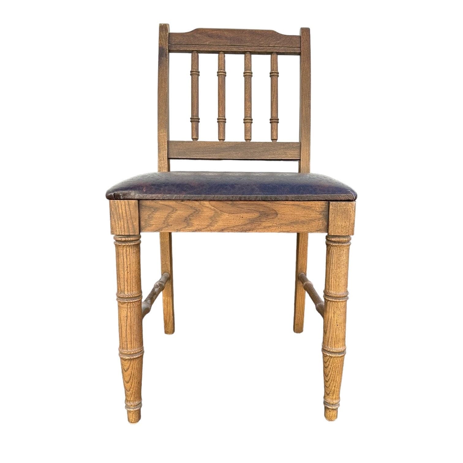 Small Faux Bamboo Chair 18x18x31”H - Vintage Henry Link Bali Hai Style Brown Wood Hollywood Regency Coastal Desk Vanity Seat Dixie - Thumbnail 6